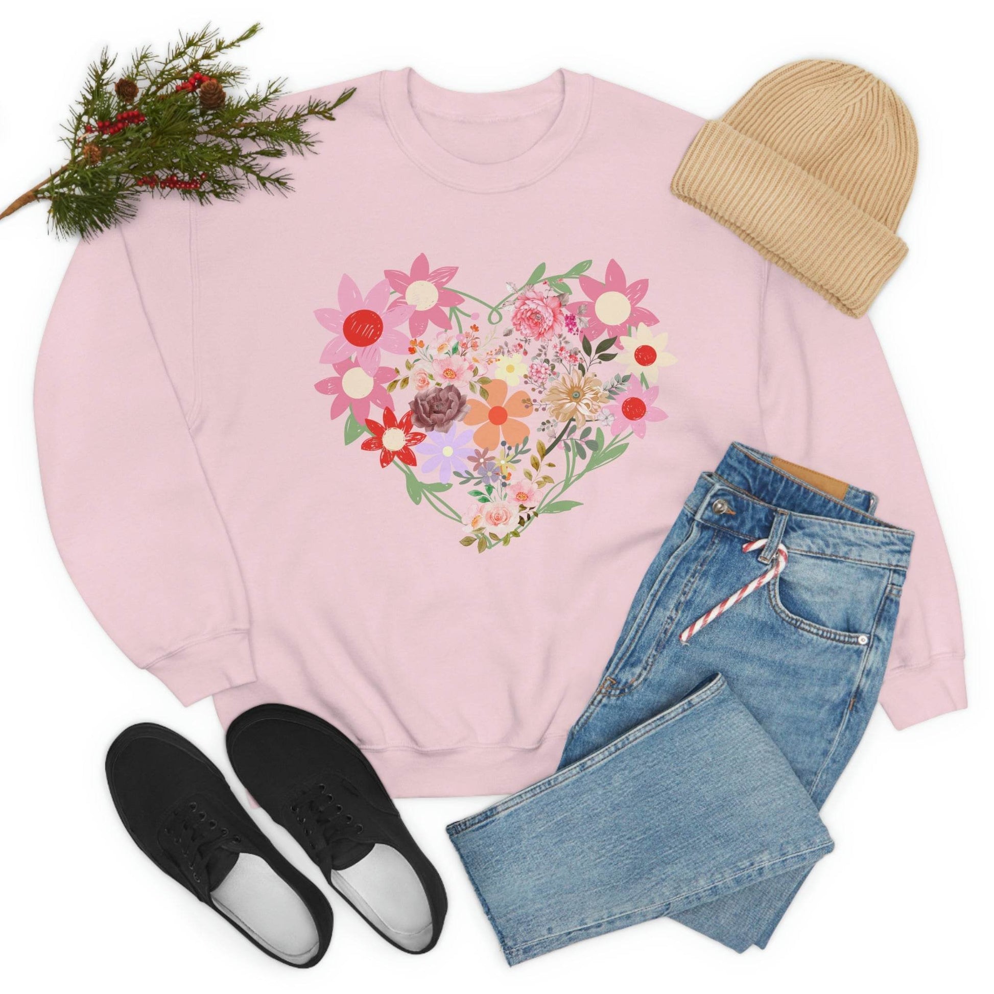 Flower Heart sweatshirt - Floral sweatshirt - Love Sweatshirt - Giftsmojo