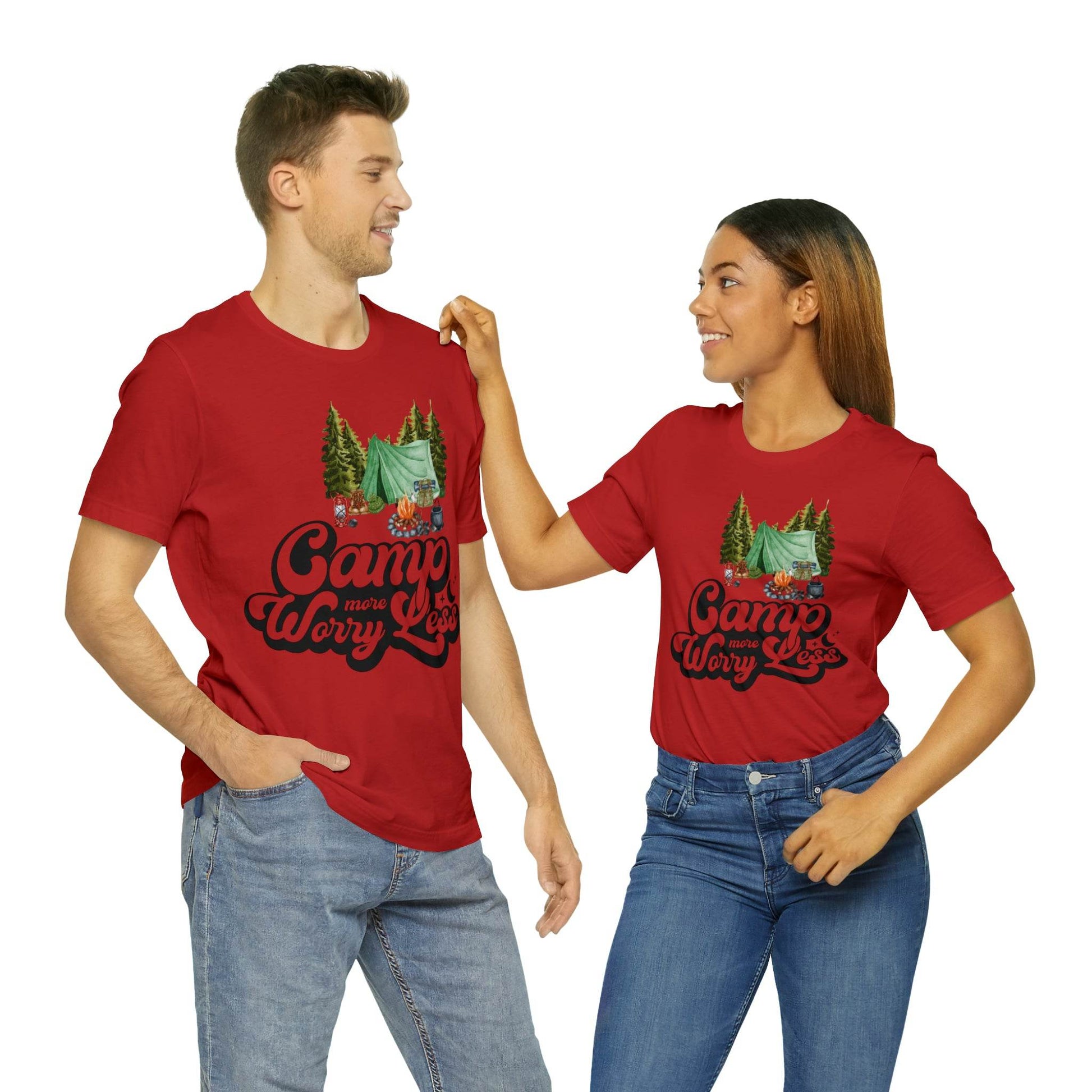 Camp More Worry Less Shirt, Outdoor adventure clothing, Nature-inspired shirts, Hiking apparel, Outdoor enthusiasts gift, Adventure-themed attire - Giftsmojo