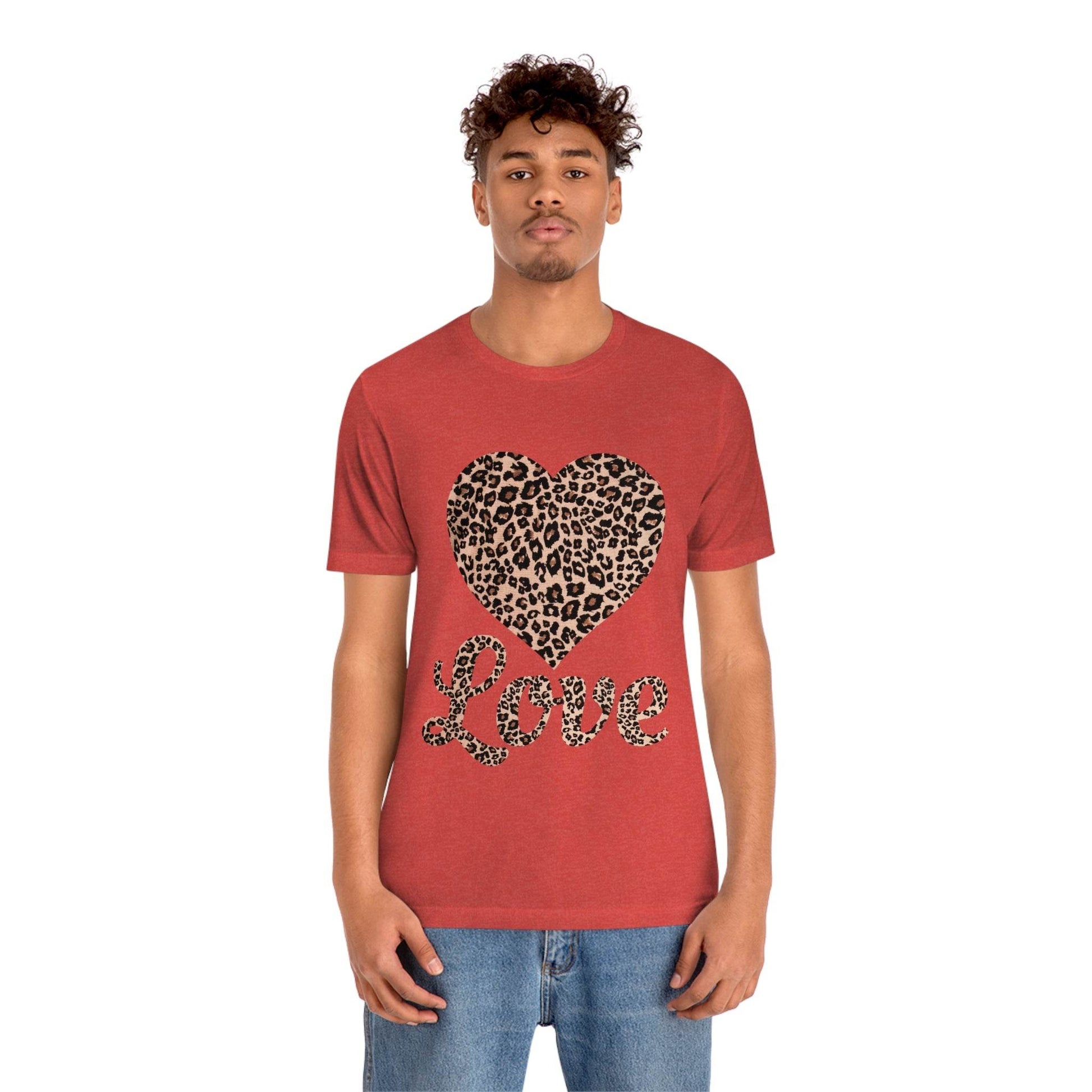 Leopard Print, Love Heart Tee, - Giftsmojo