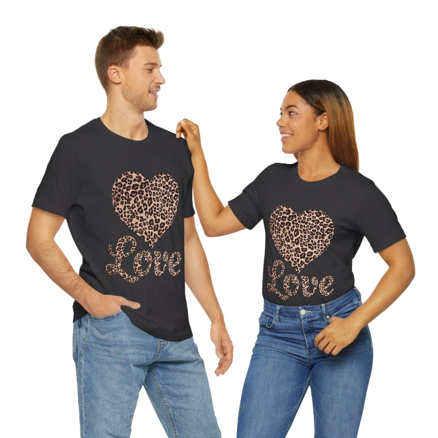 Leopard Print, Love Heart Tee, - Giftsmojo