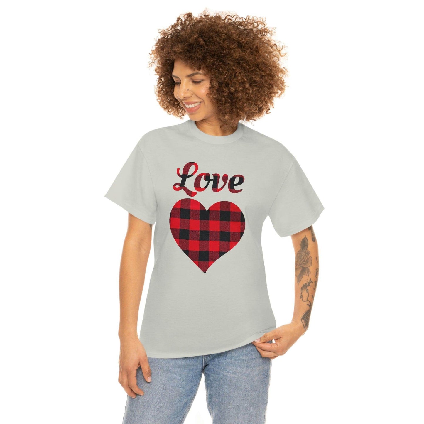 Plaid Love Heart Tee - Giftsmojo