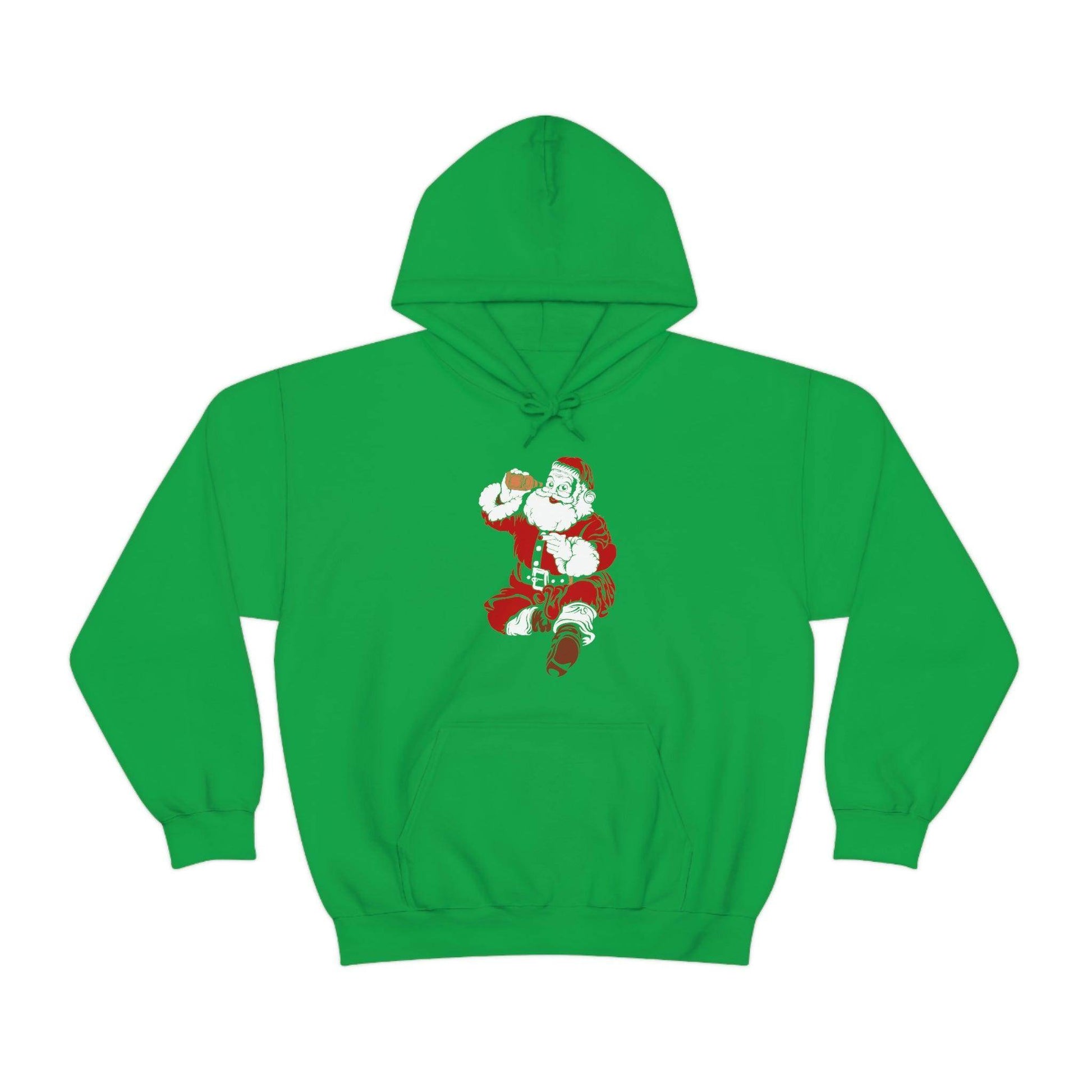 Santa drinking beer funny Hooded Sweatshirt, - Giftsmojo
