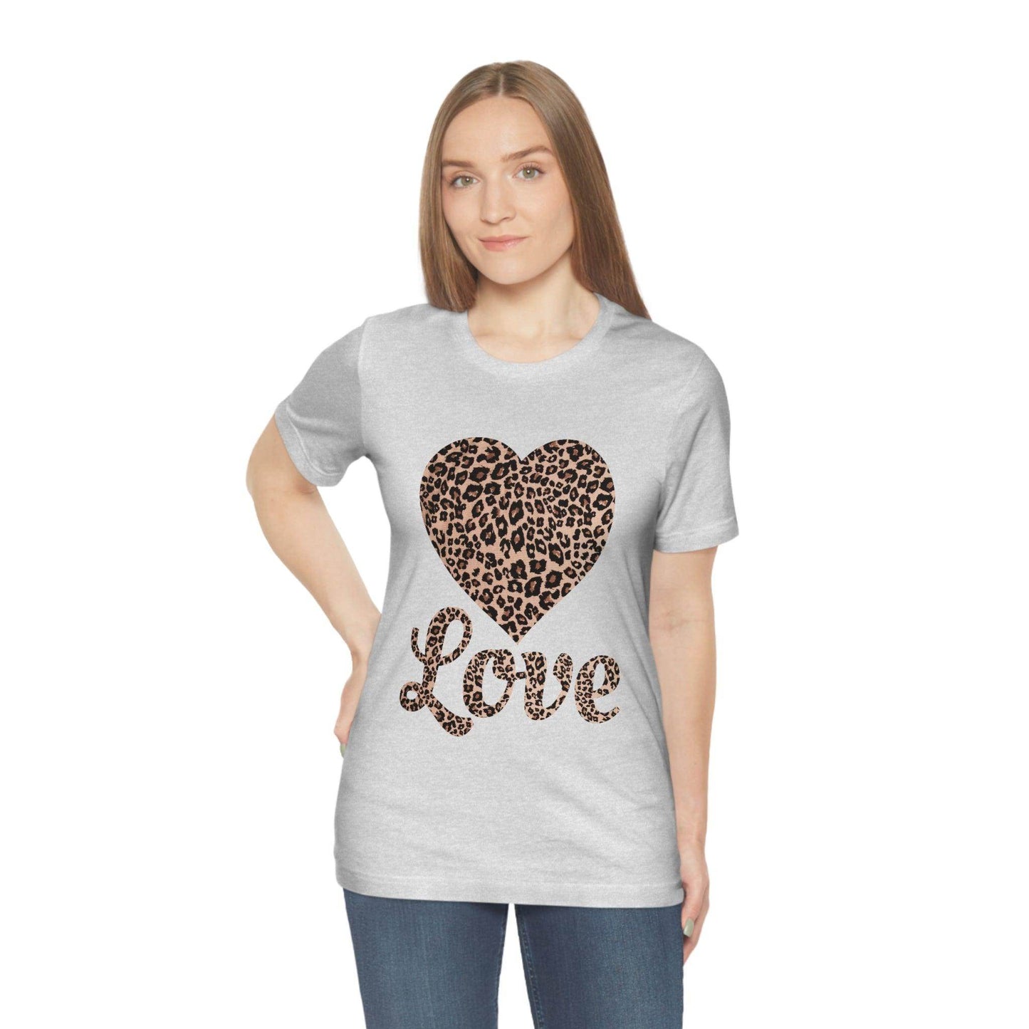 Leopard Print, Love Heart Tee, - Giftsmojo