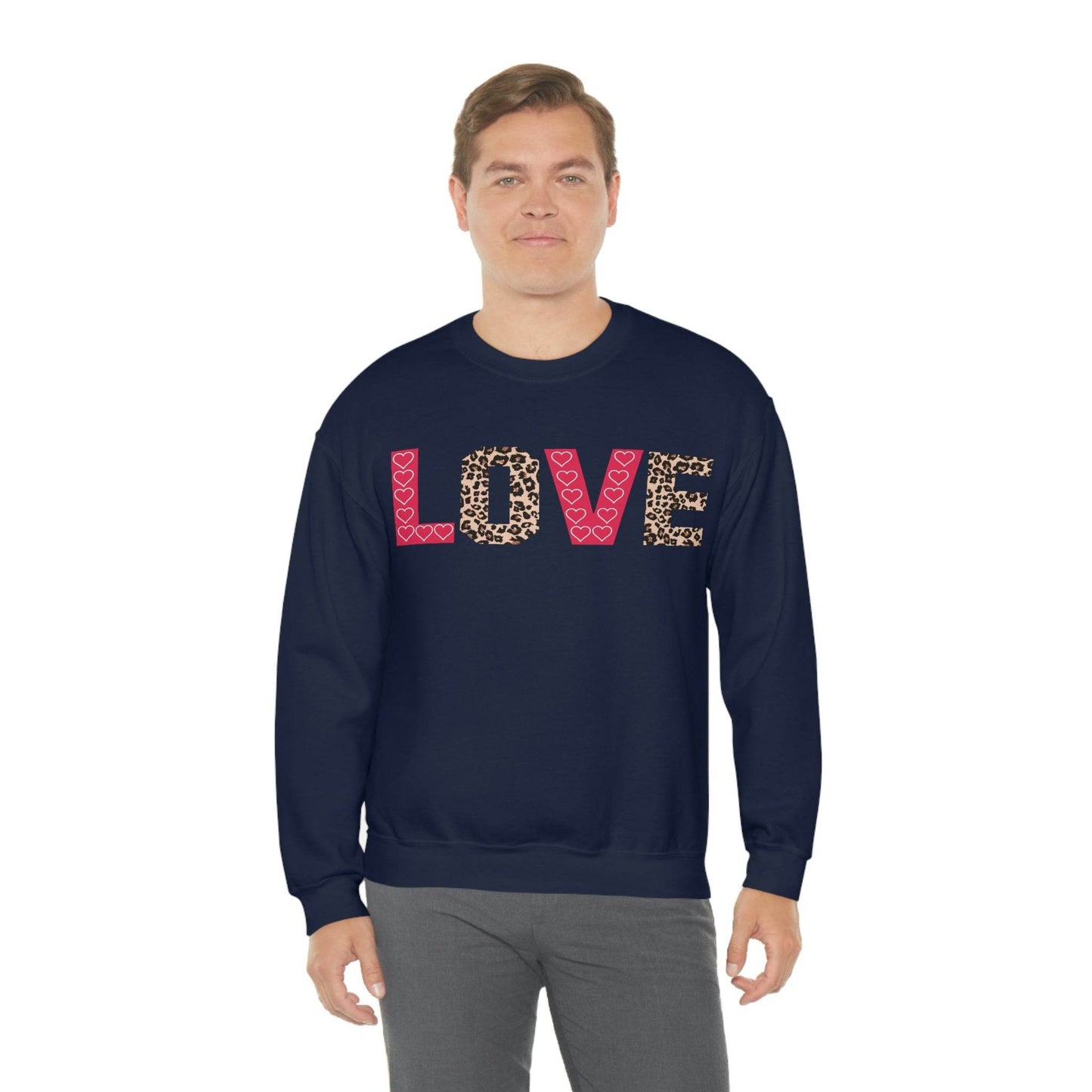 Love Sweatshirt with partial leopard print - Giftsmojo