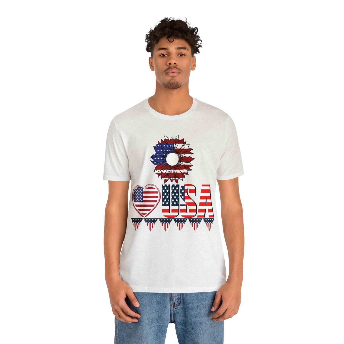 American flag shirt, Red, white, and blue shirt, Flower Love USA shirt, - Giftsmojo