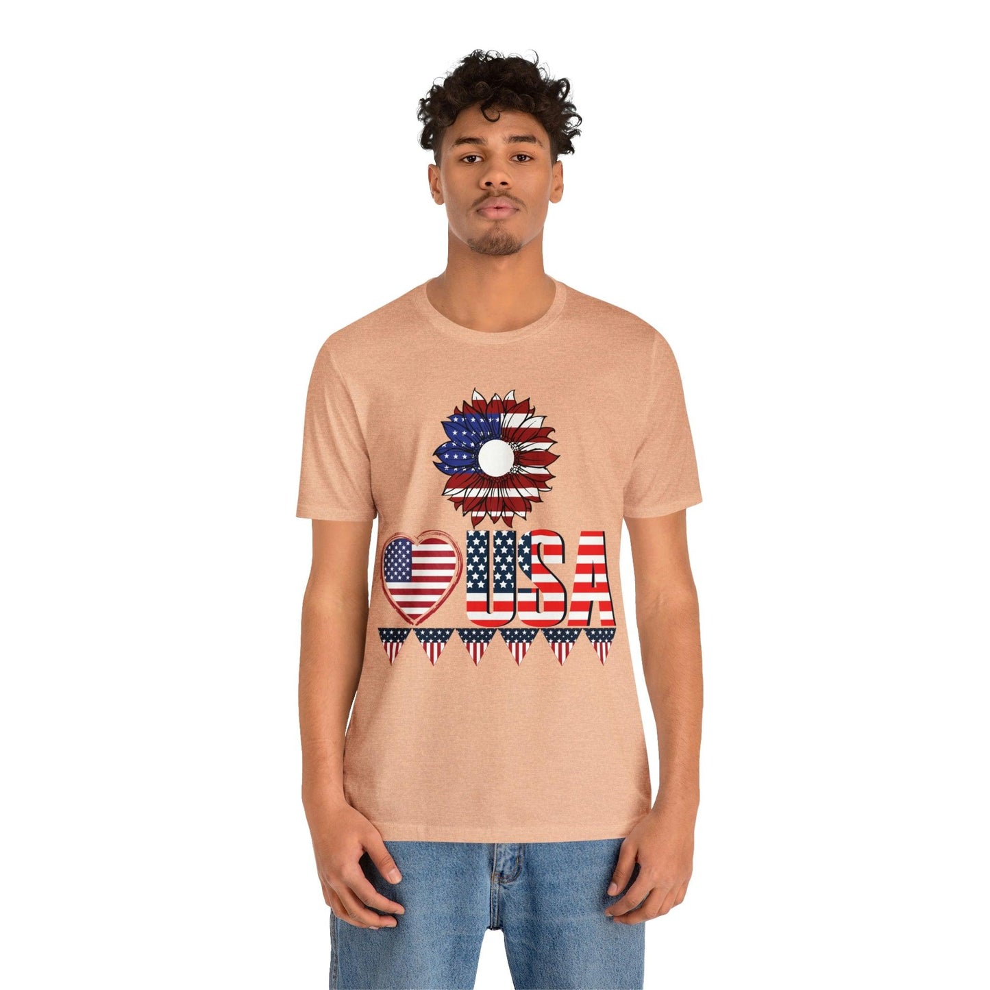 American flag shirt, Red, white, and blue shirt, Flower Love USA shirt, - Giftsmojo