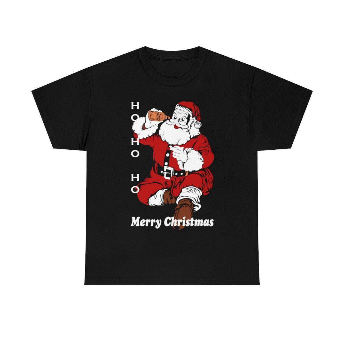 Christmas Unisex Tee Ho HO Ho Merry Christmas Santa Tee Funny Santa Shirt, Santa Drinking Beer Shirt Funny Christmas Shirt - Giftsmojo