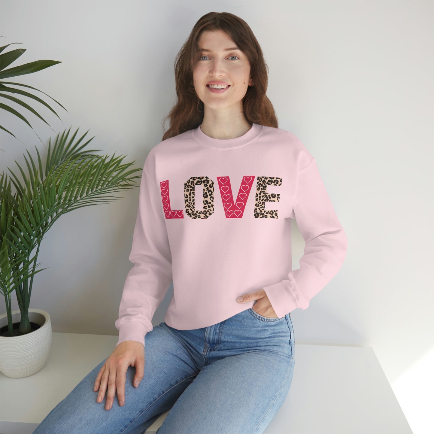 Love Sweatshirt with partial leopard print