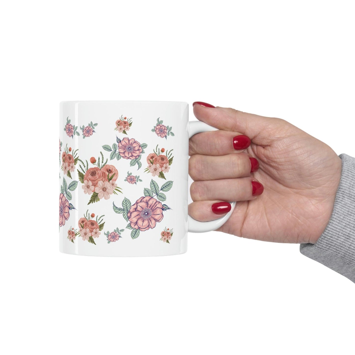 Vintage Floral Mug, gift for mom on mothers day, Birthday gift for mom, gift for plant lovers, hot cocoa mug, gift for coffee lover - Giftsmojo