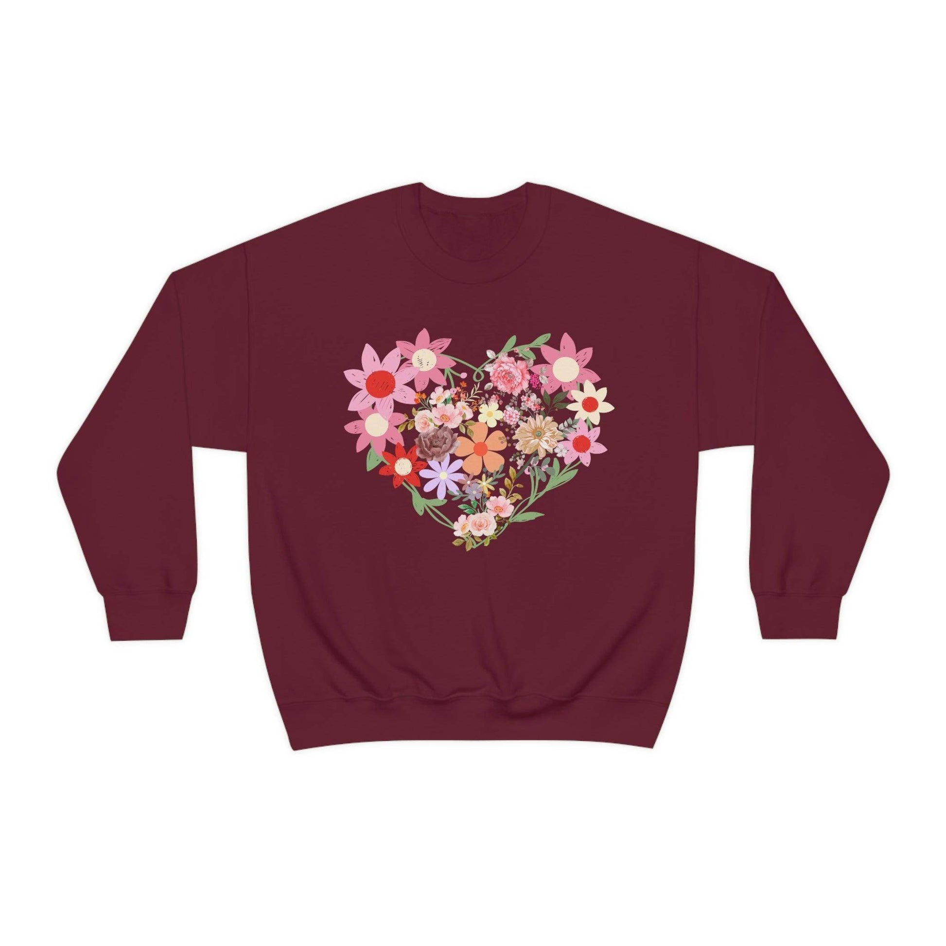 Flower Heart sweatshirt - Floral sweatshirt - Love Sweatshirt - Giftsmojo