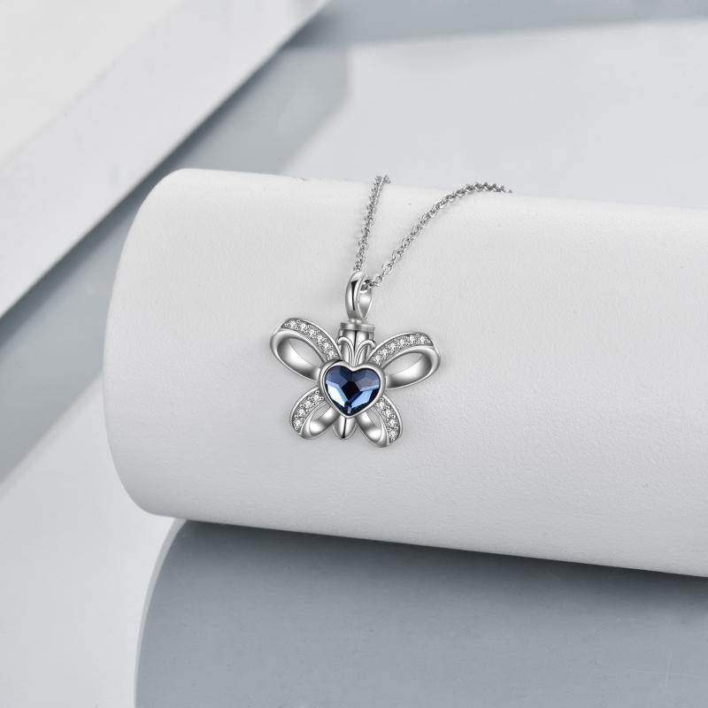 Sterling Silver Butterfly Heart Crystal Urn Necklace Cremation Memory Jewelry for Women Girls - Giftsmojo
