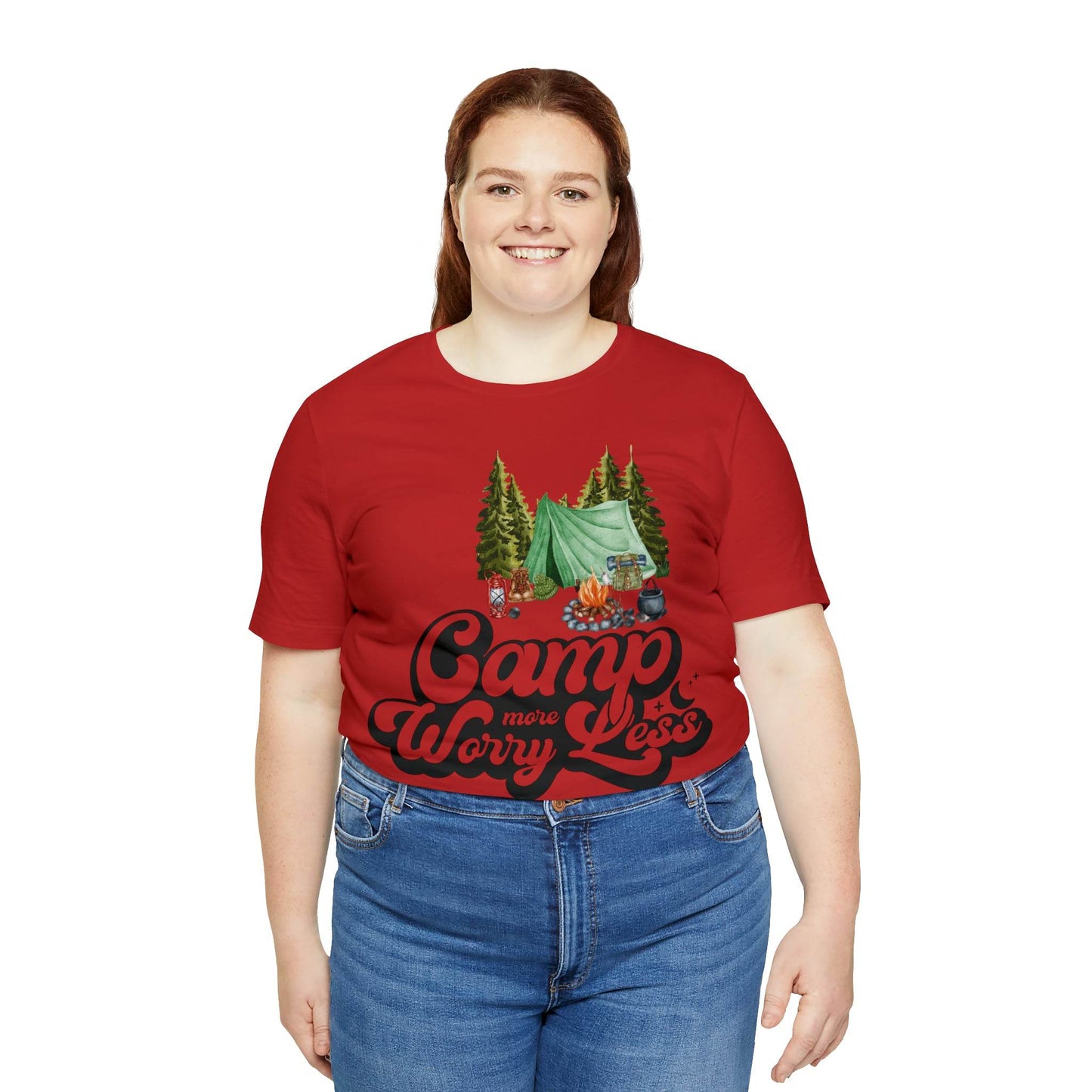 Camp More Worry Less Shirt, Outdoor adventure clothing, Nature-inspired shirts, Hiking apparel, Outdoor enthusiasts gift, Adventure-themed attire - Giftsmojo