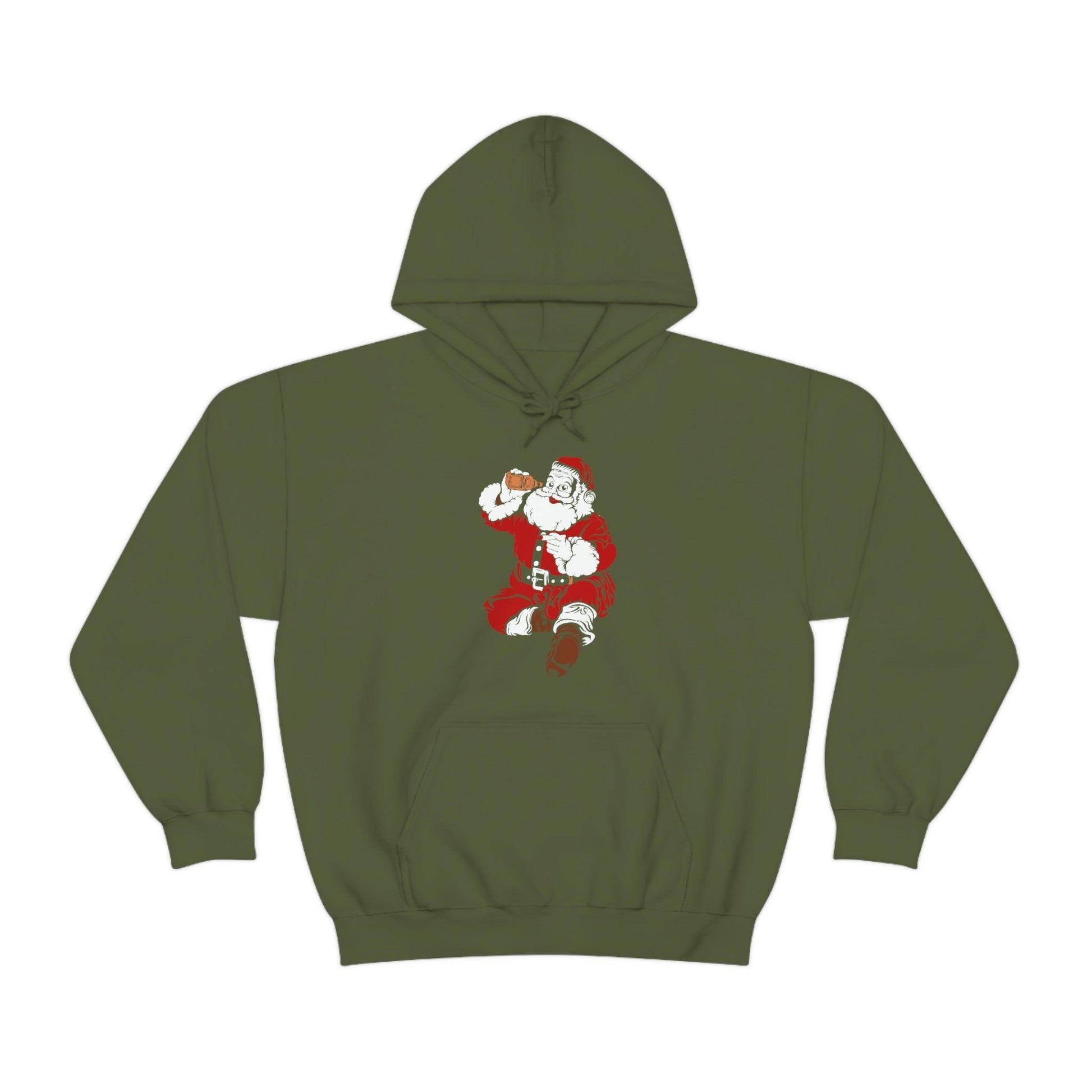Santa drinking beer funny Hooded Sweatshirt, - Giftsmojo