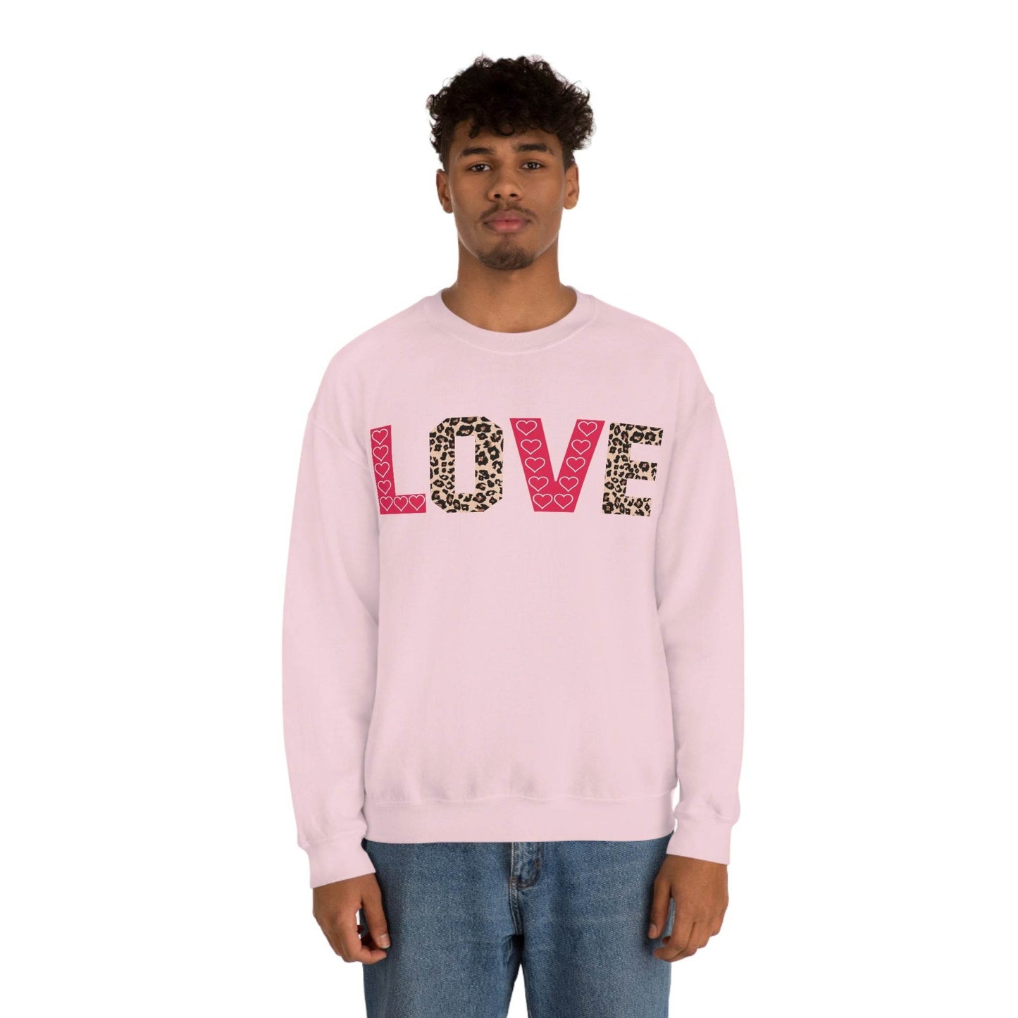 Love Sweatshirt with partial leopard print - Giftsmojo
