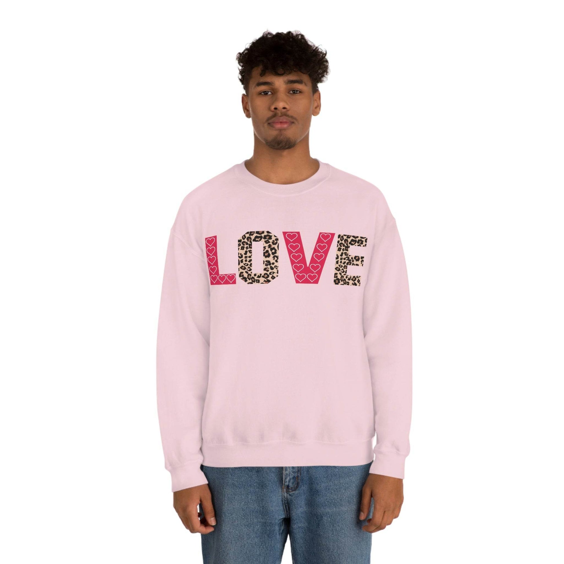 Love Sweatshirt with partial leopard print - Giftsmojo