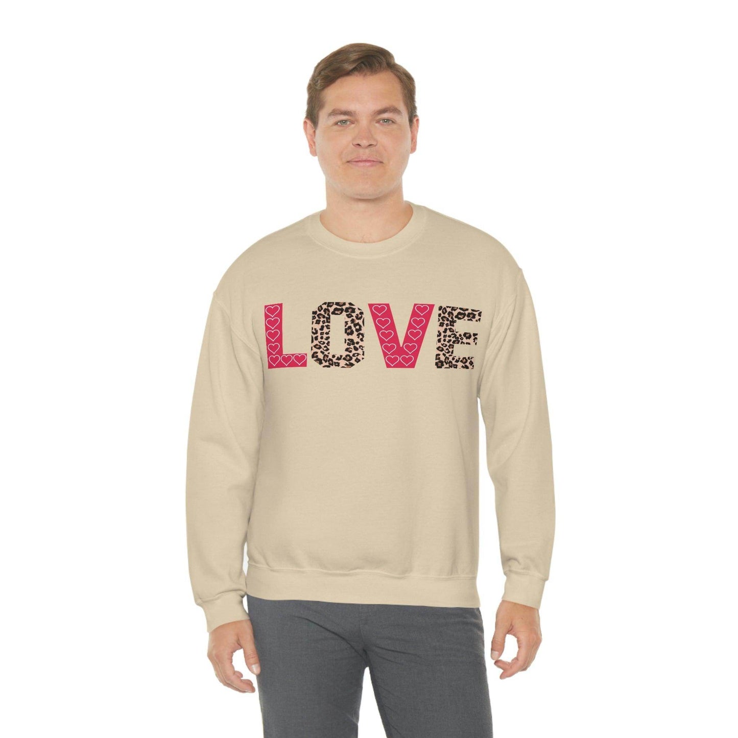 Love Sweatshirt with partial leopard print - Giftsmojo