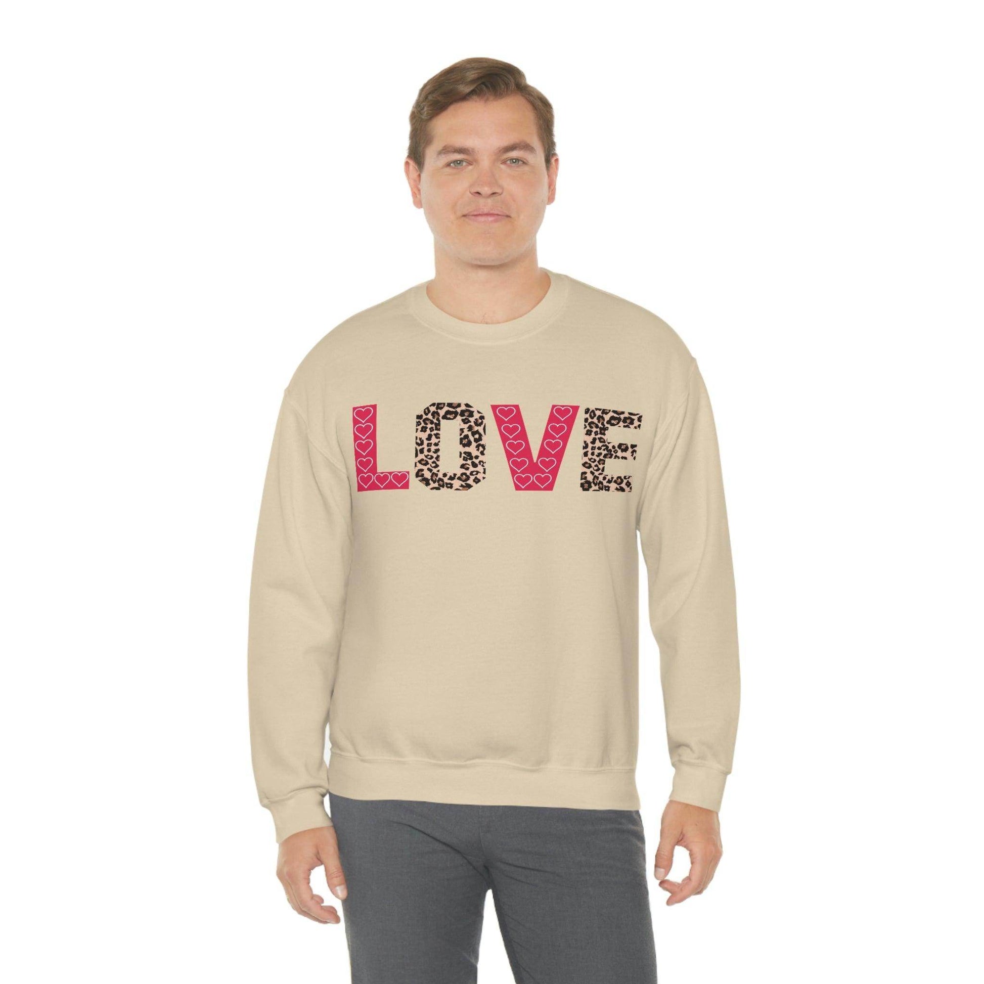 Love Sweatshirt with partial leopard print - Giftsmojo