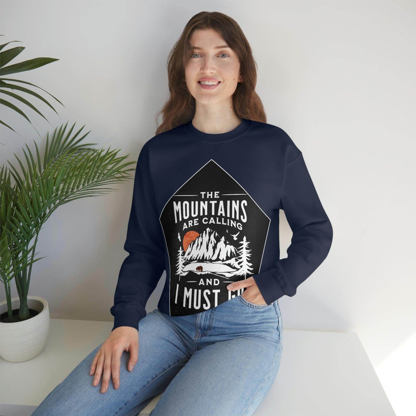 The Mountains are Calling and I Must Go, Crewneck Sweatshirt - Giftsmojo