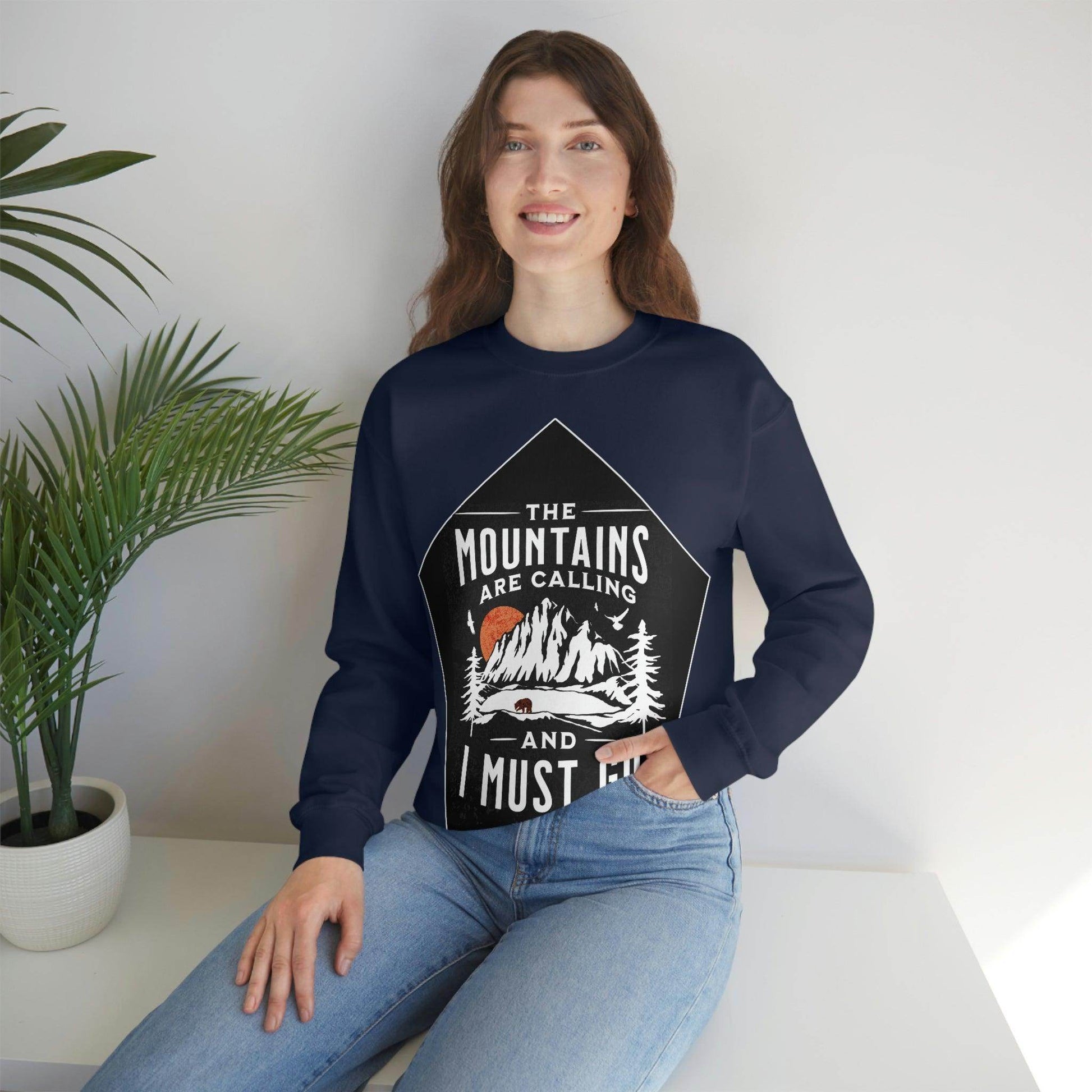 The Mountains are Calling and I Must Go, Crewneck Sweatshirt - Giftsmojo