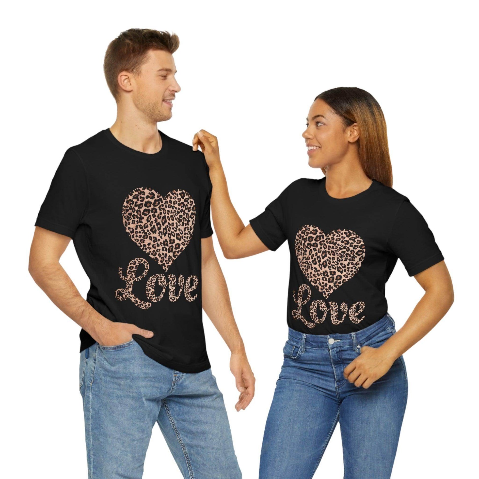 Leopard Print, Love Heart Tee, - Giftsmojo