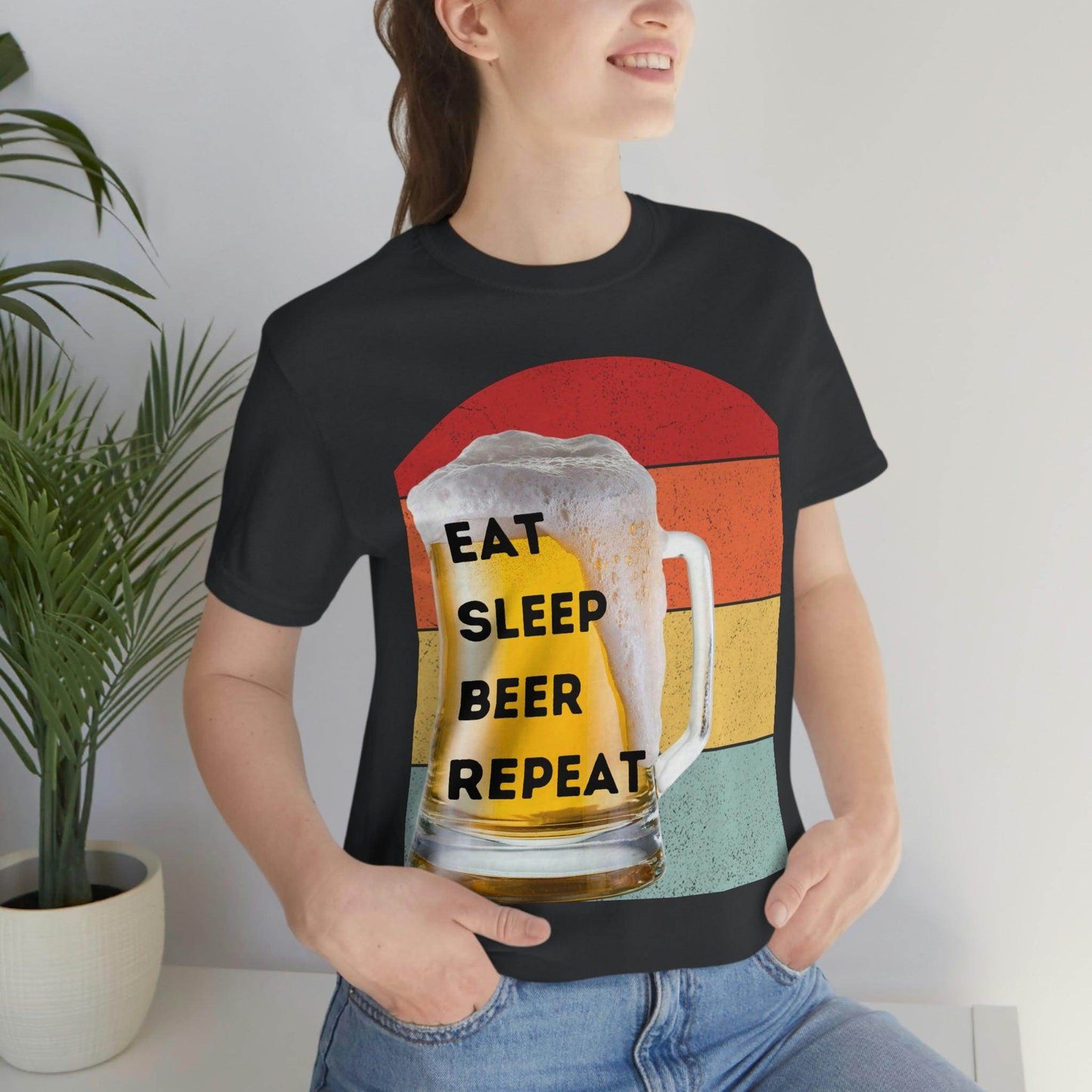Retro shirt Eat Sleep Beer Repeat - funny beer shirt - Giftsmojo
