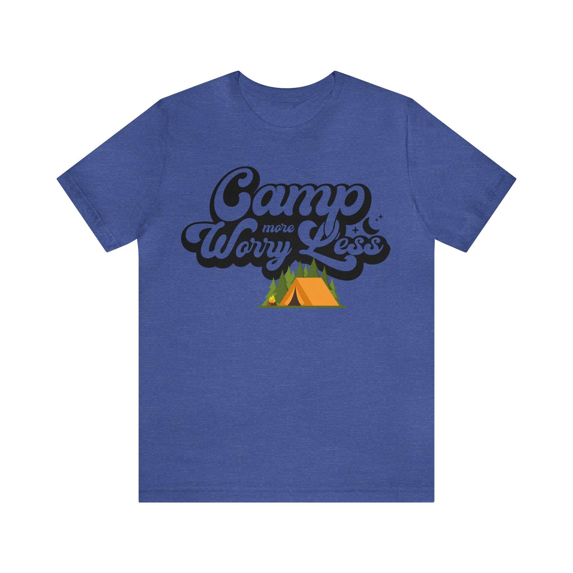 Camp More Worry Less Shirt, Outdoor adventure clothing, Nature-inspired shirts, Outdoor enthusiasts gift, Adventure-themed attire - Giftsmojo