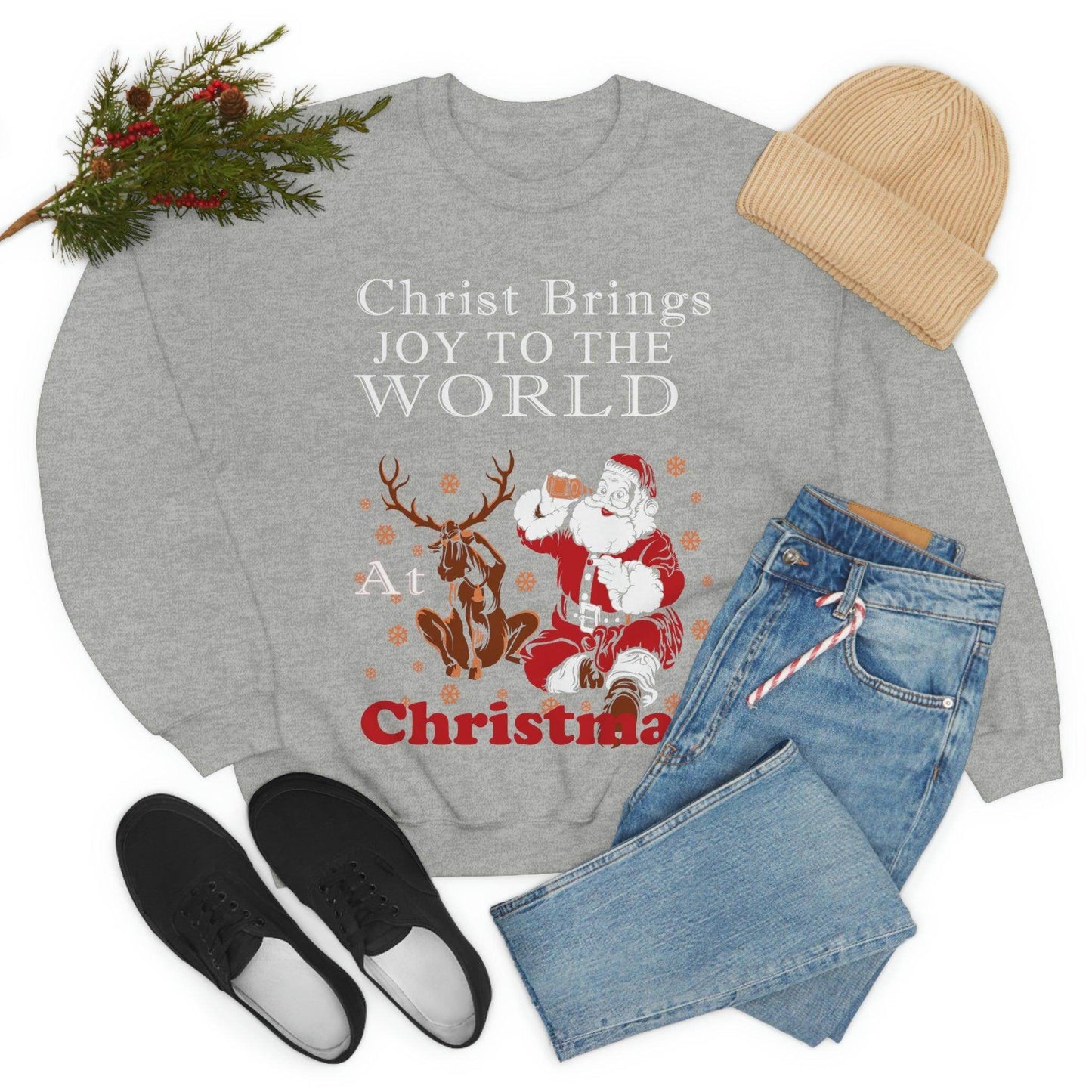 Christ brings joy to the World at Christmas Sweatshirt - Giftsmojo