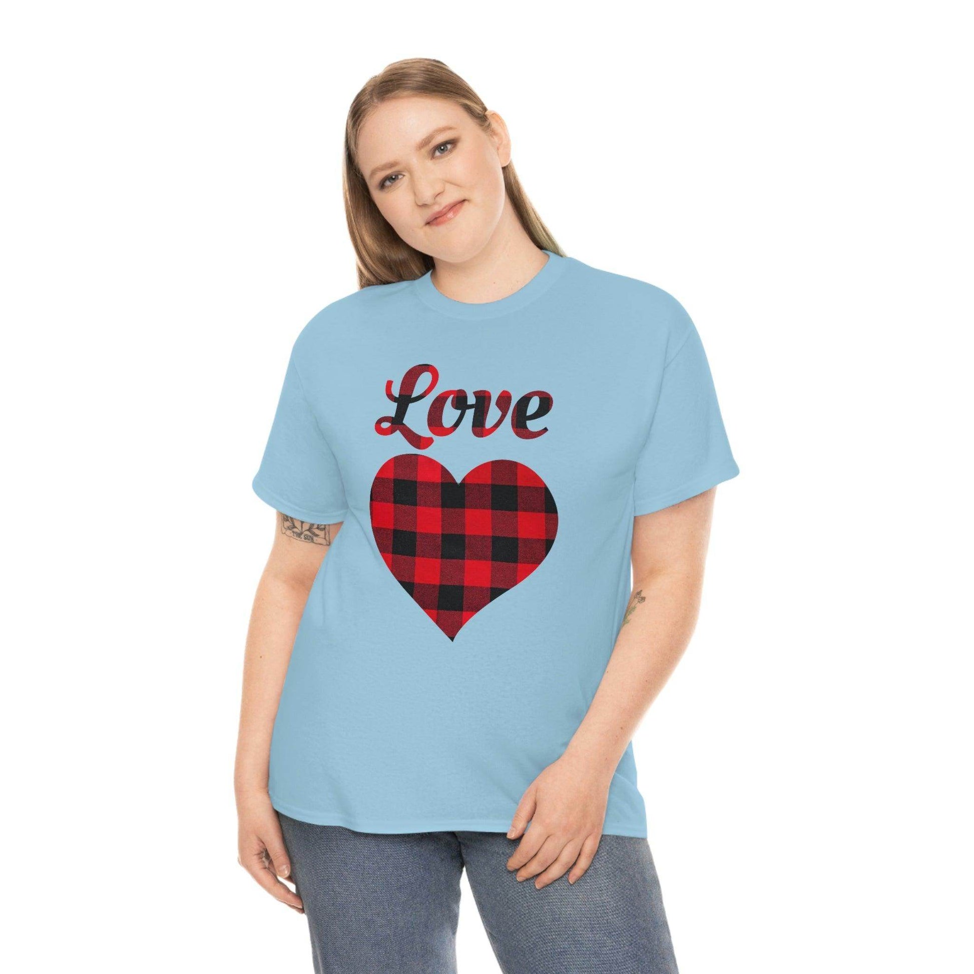 Plaid Love Heart Tee - Giftsmojo