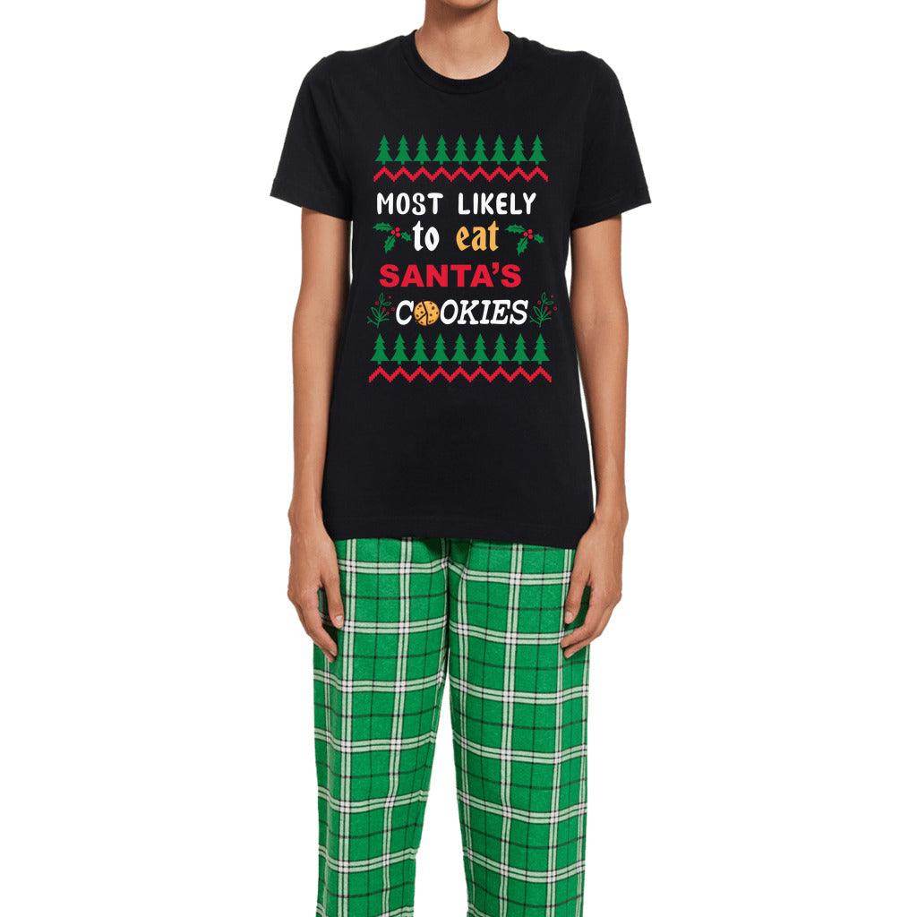 Women's Short Sleeve Top and Flannel Pants Set - Giftsmojo