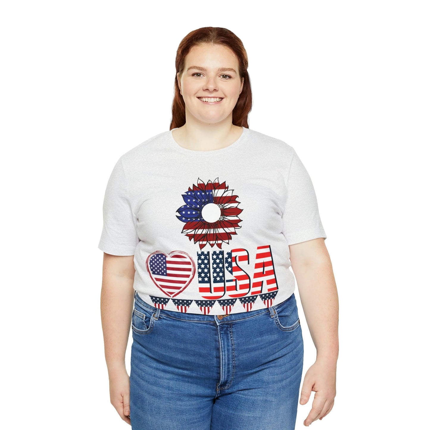 American flag shirt, Red, white, and blue shirt, Flower Love USA shirt, - Giftsmojo