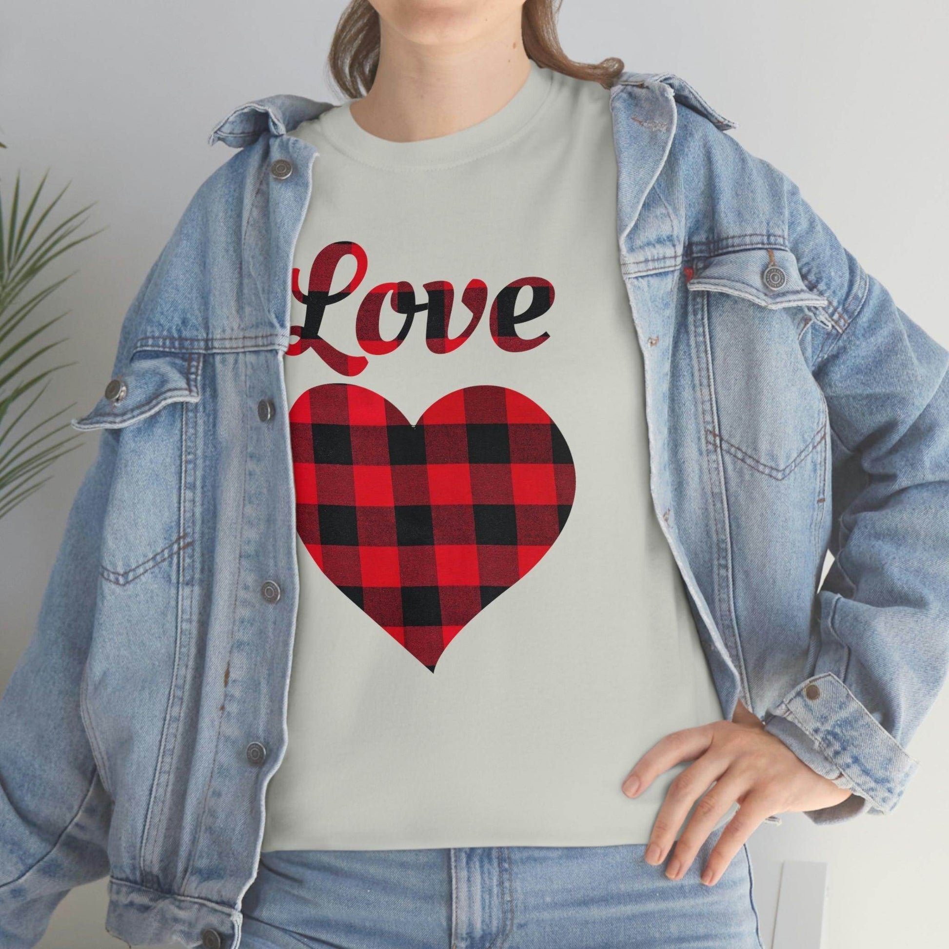 Plaid Love Heart Tee - Giftsmojo