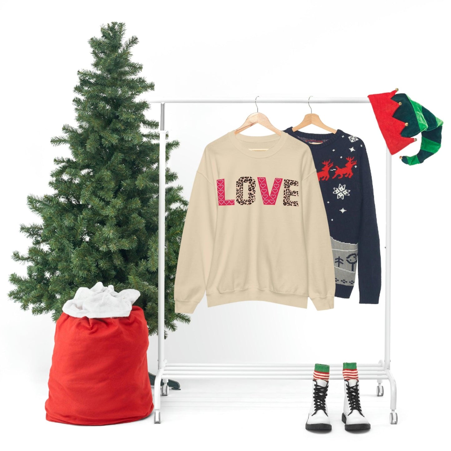 Love Sweatshirt with partial leopard print - Giftsmojo