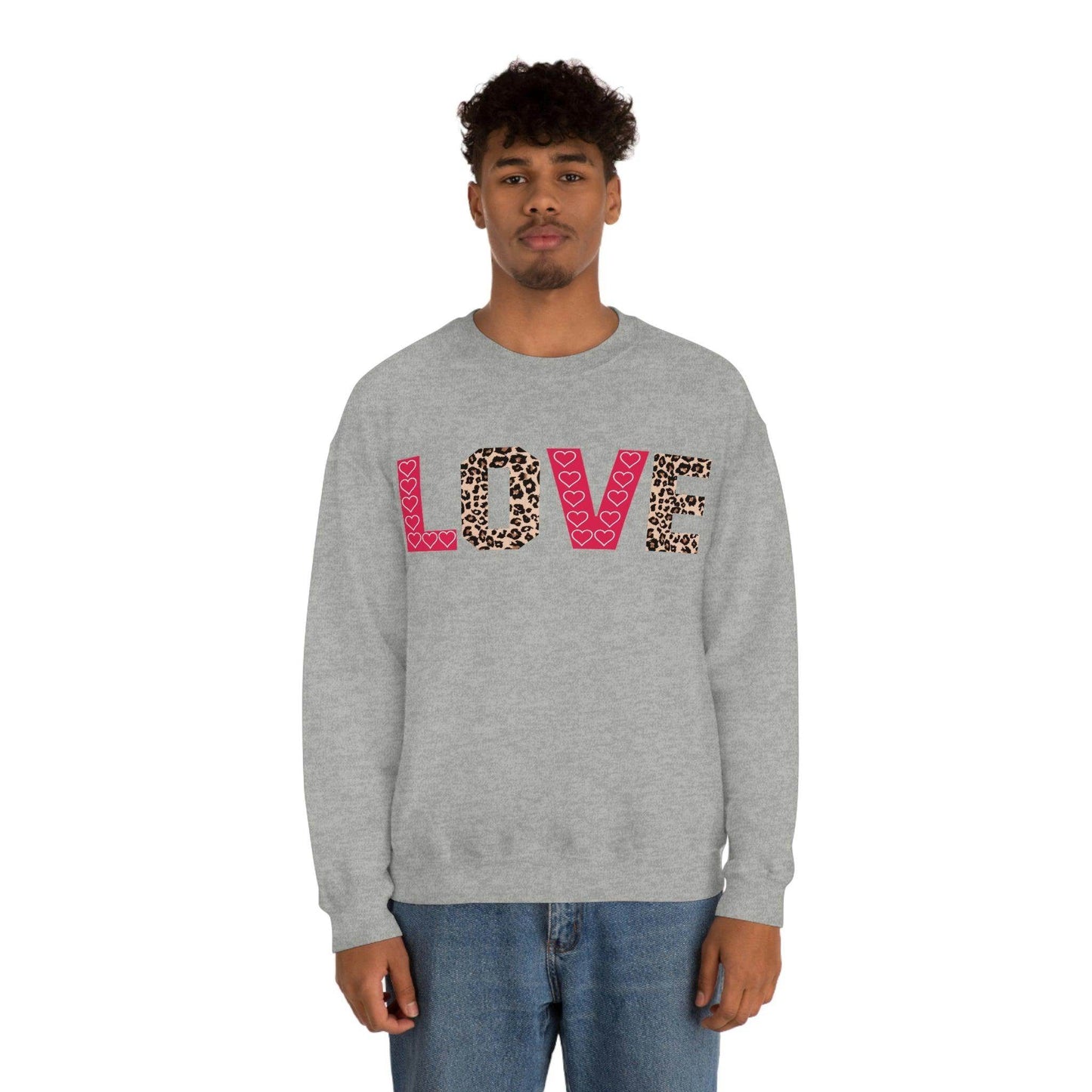 Love Sweatshirt with partial leopard print - Giftsmojo