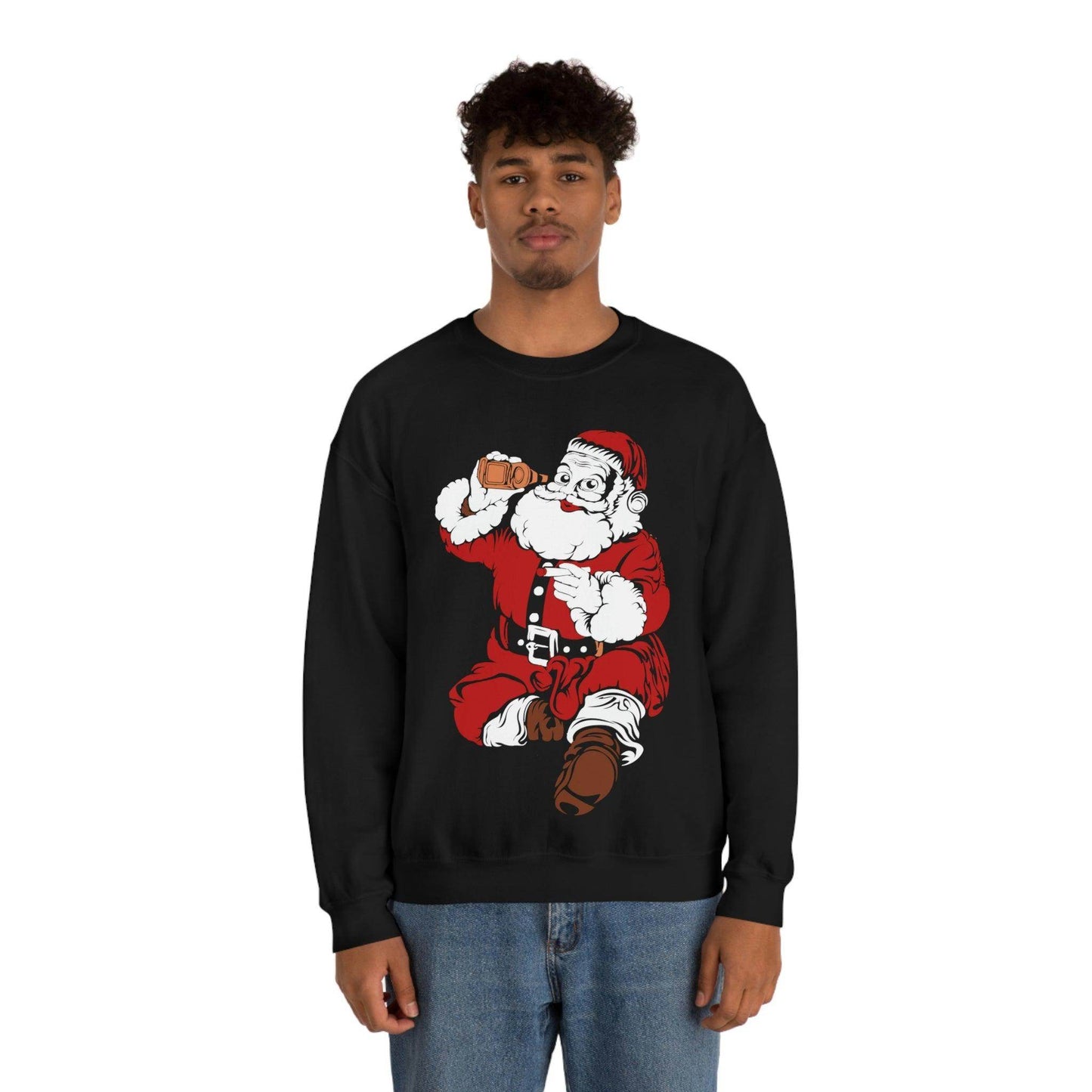 Santa drinking beer Unisex Heavy Blend Crewneck Sweatshirt - Giftsmojo