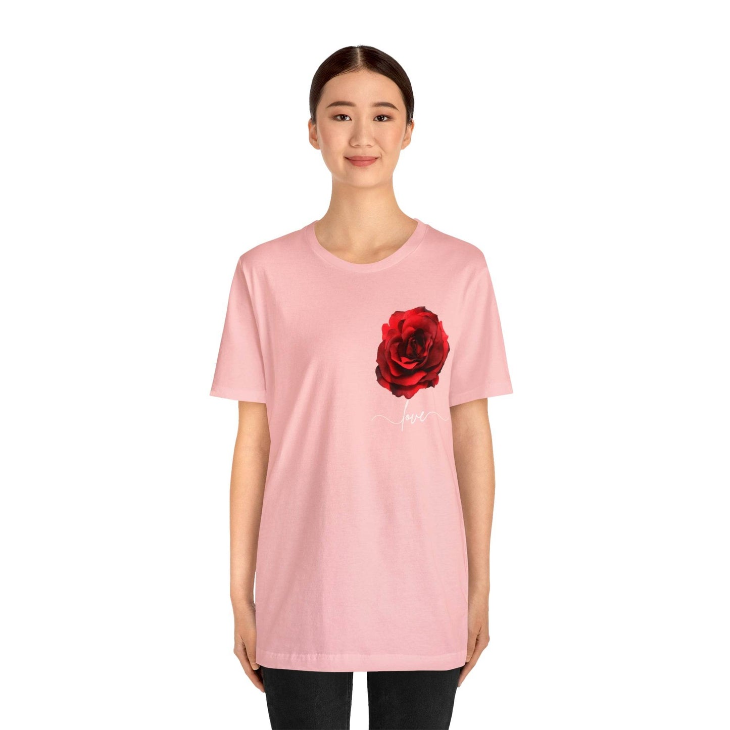 Love Rose Flower T-shirt for Women, Rose Graphic T-shirt, floral shirt, gift for her, love shirt - Giftsmojo