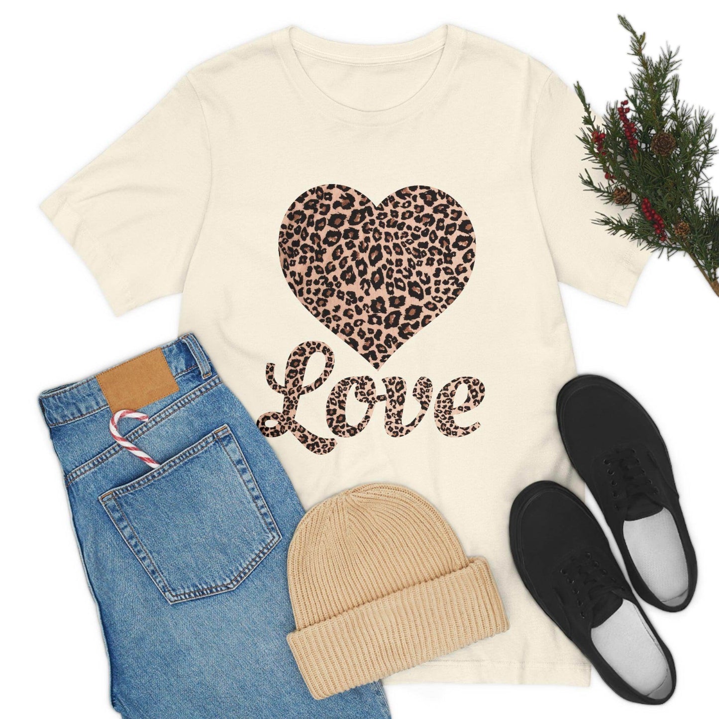 Leopard Print, Love Heart Tee, - Giftsmojo
