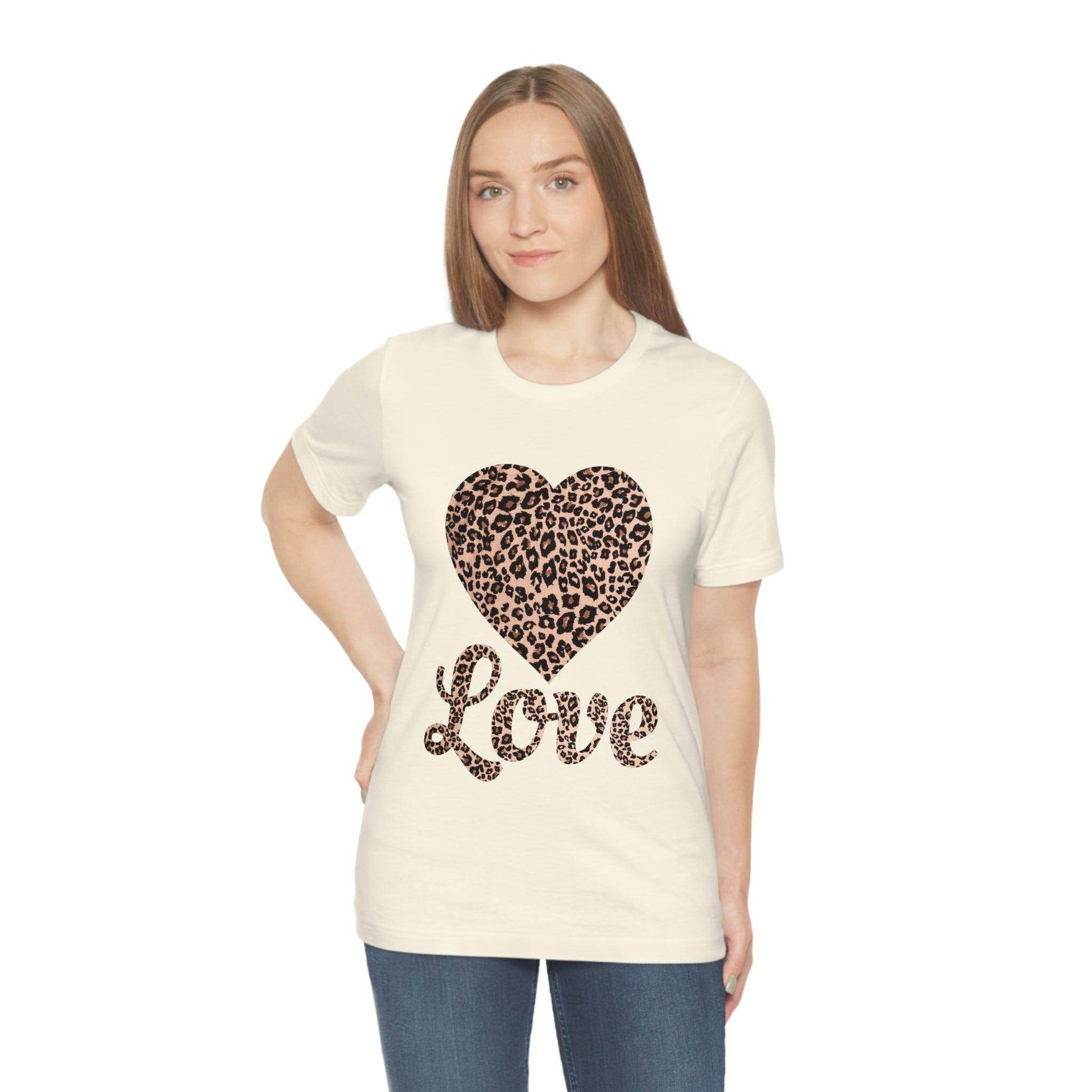 Leopard Print, Love Heart Tee, - Giftsmojo