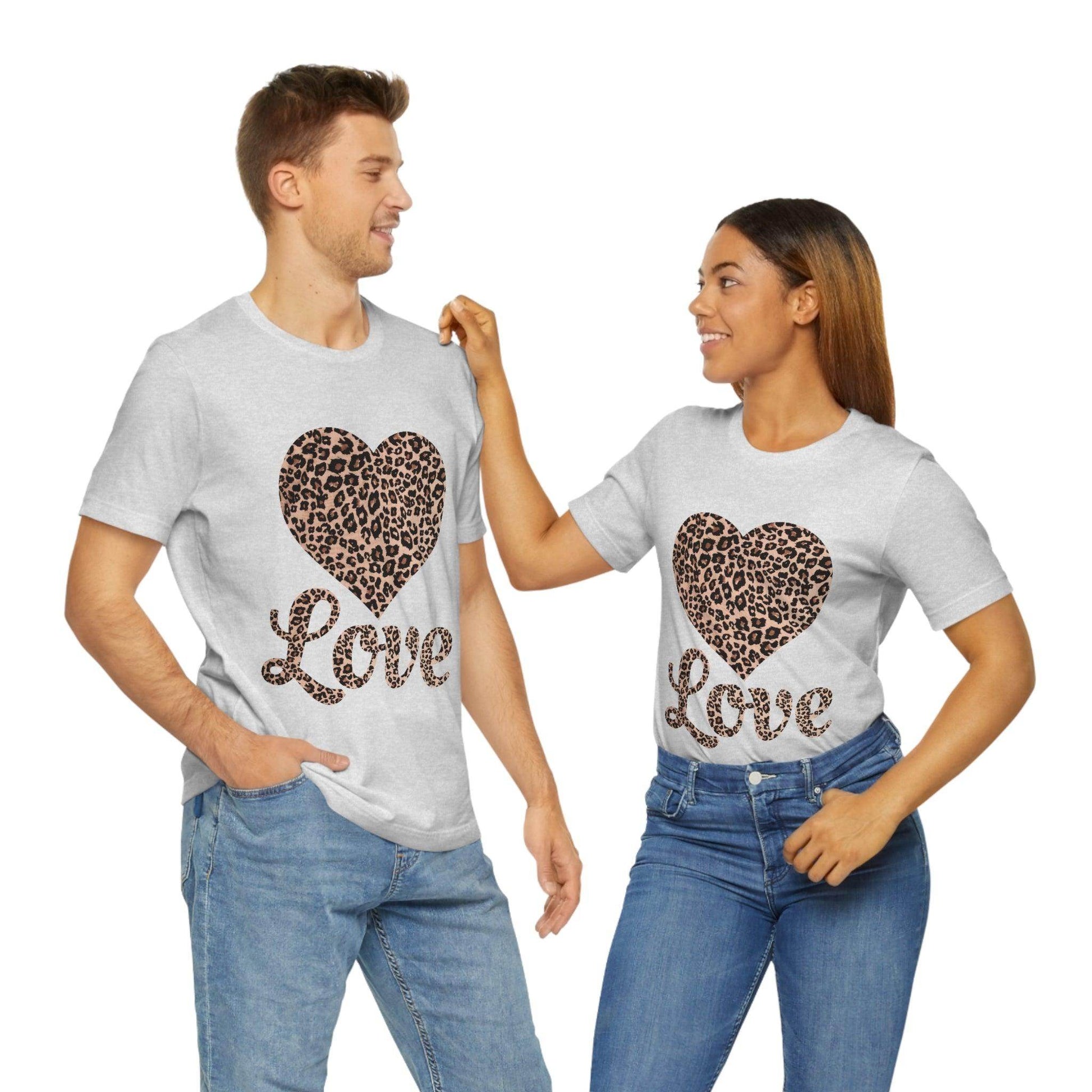 Leopard Print, Love Heart Tee, - Giftsmojo