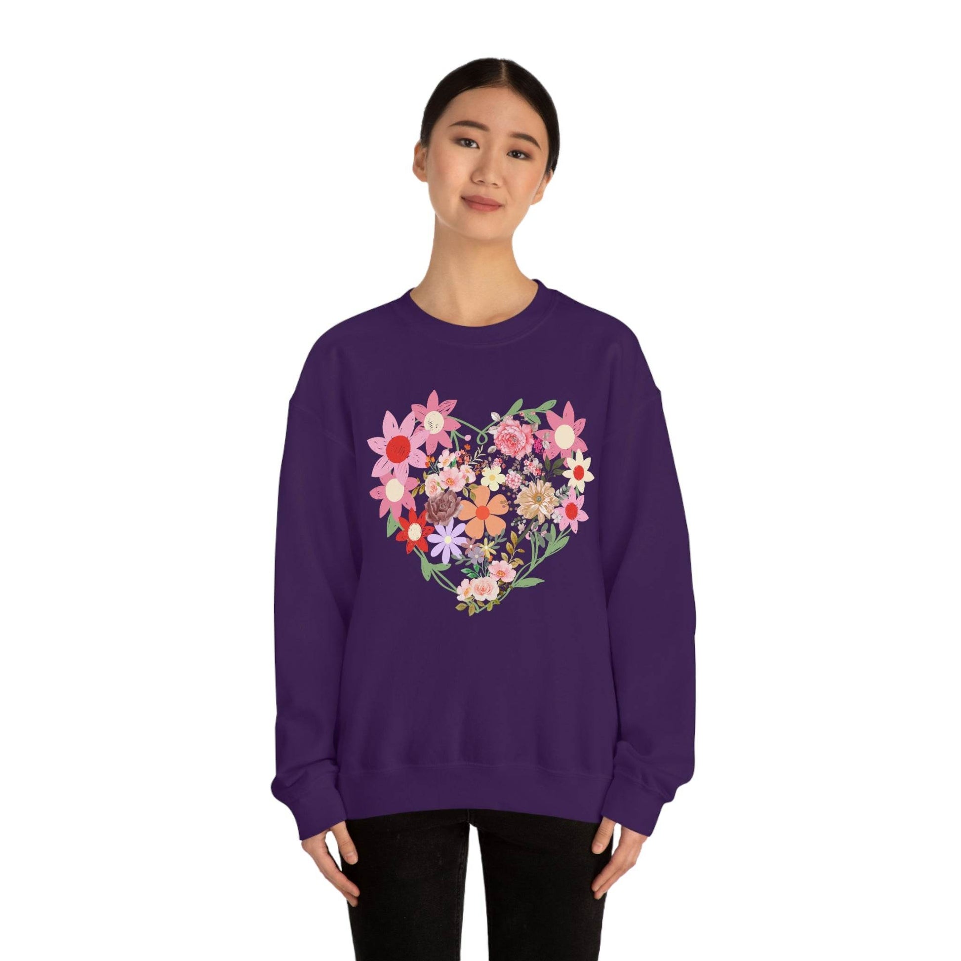 Flower Heart sweatshirt - Floral sweatshirt - Love Sweatshirt - Giftsmojo