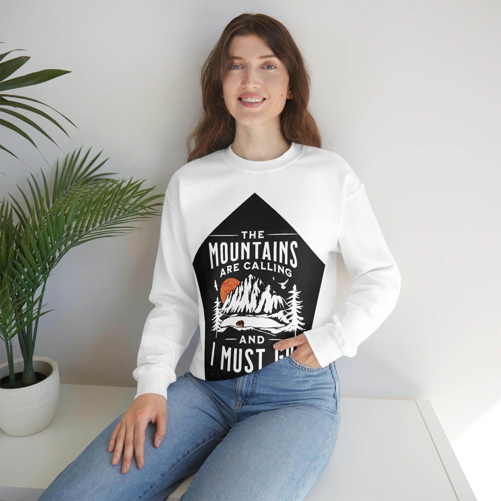The Mountains are Calling and I Must Go, Crewneck Sweatshirt - Giftsmojo