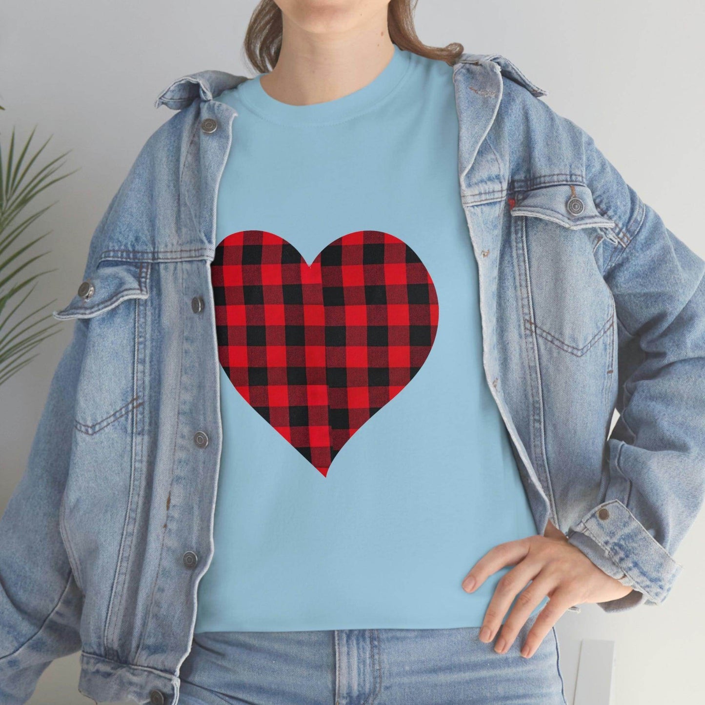 Plaid Heart T-Shirt, Valentines day Shirt, - Giftsmojo