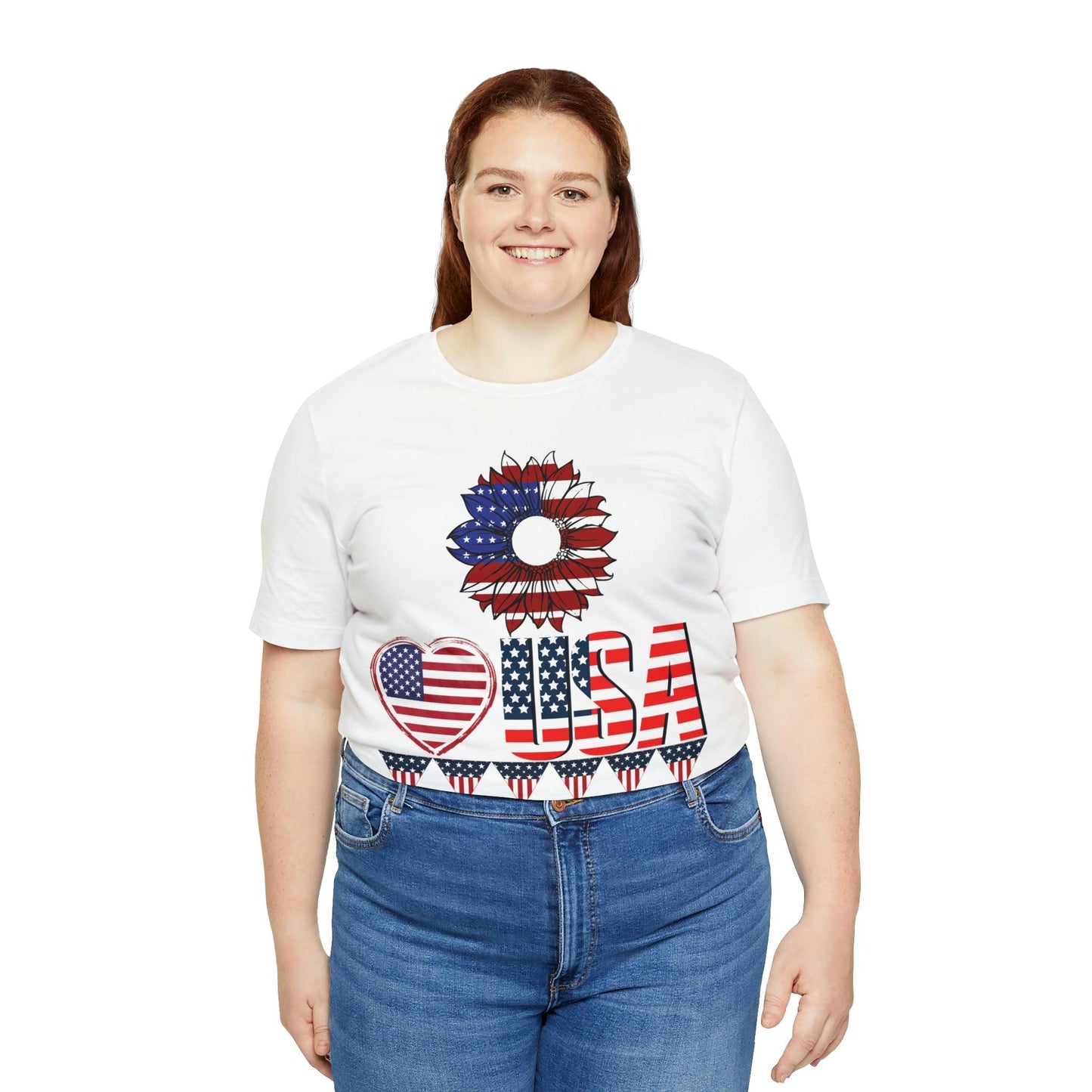 American flag shirt, Red, white, and blue shirt, Flower Love USA shirt, - Giftsmojo