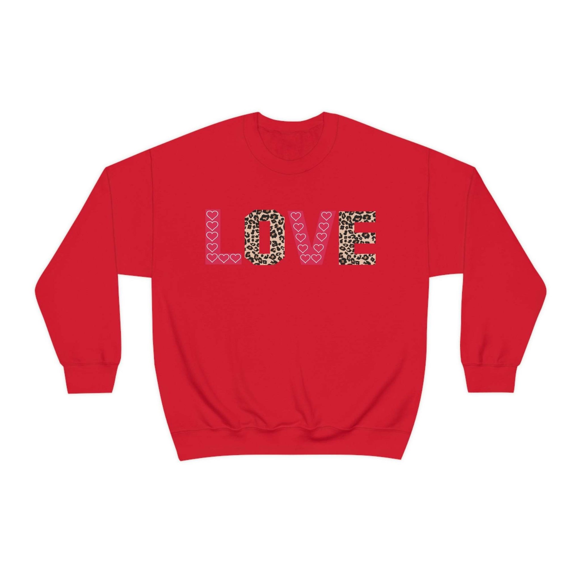 Love Sweatshirt with partial leopard print - Giftsmojo