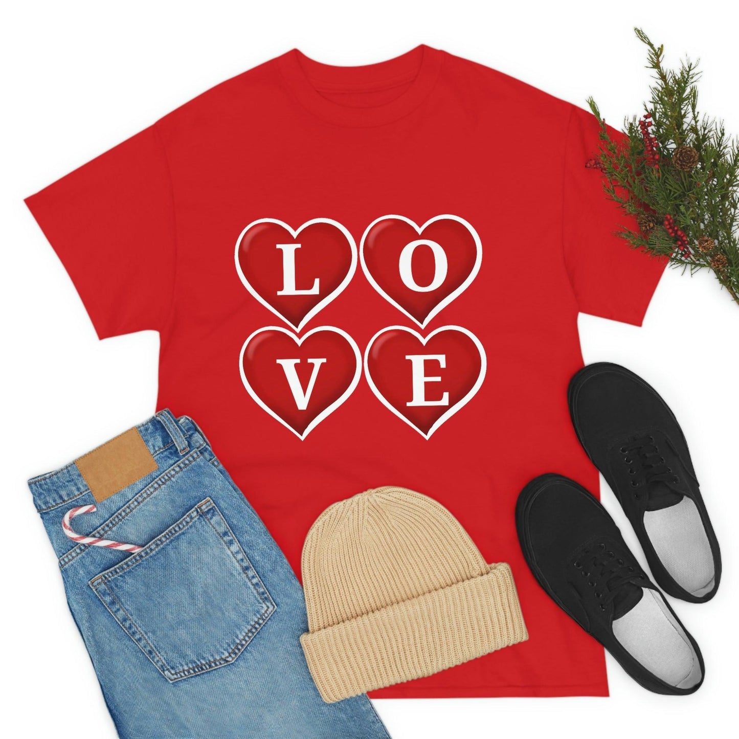 white 4hearts love Tee - Giftsmojo