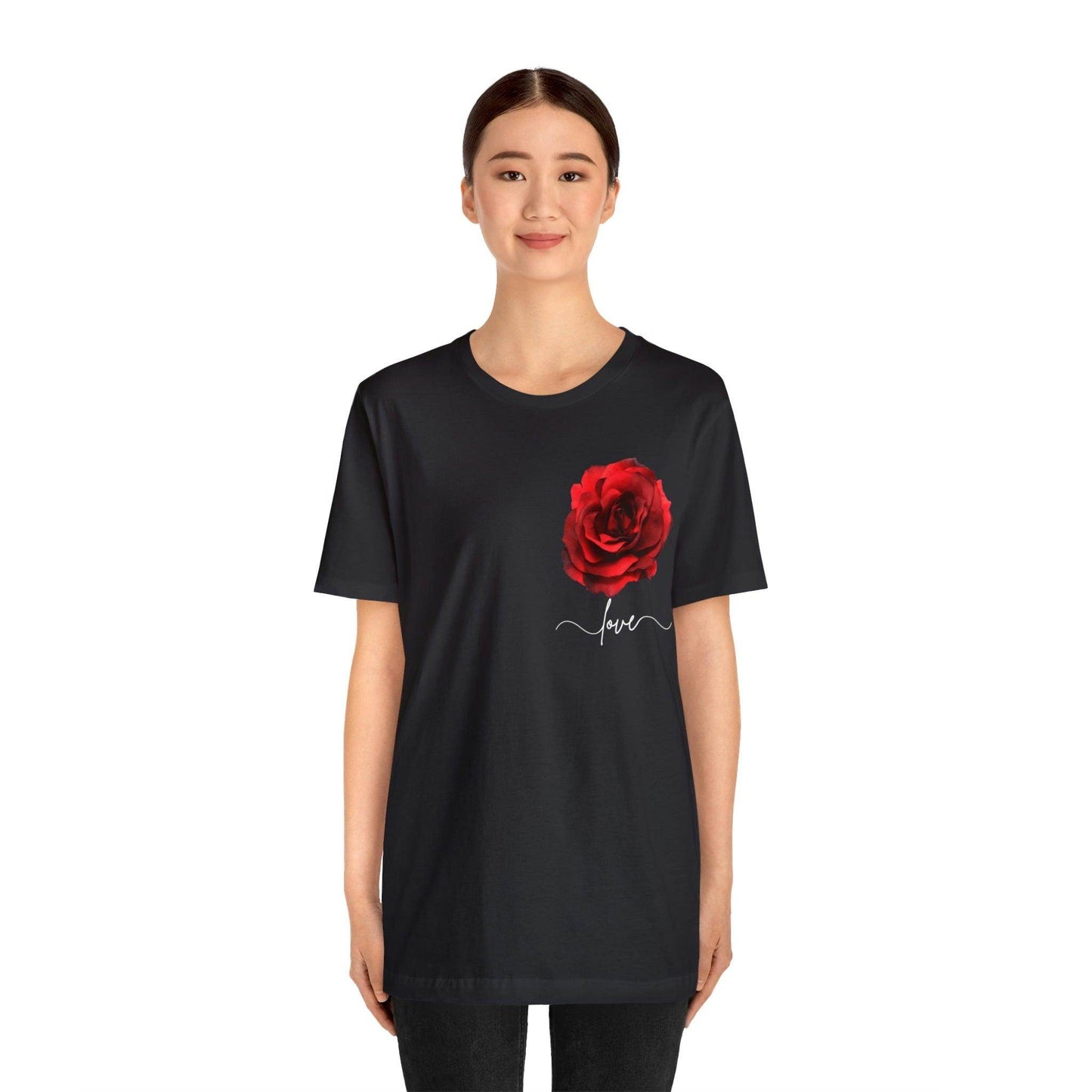 Love Rose Flower T-shirt for Women, Rose Graphic T-shirt, floral shirt, gift for her, love shirt - Giftsmojo