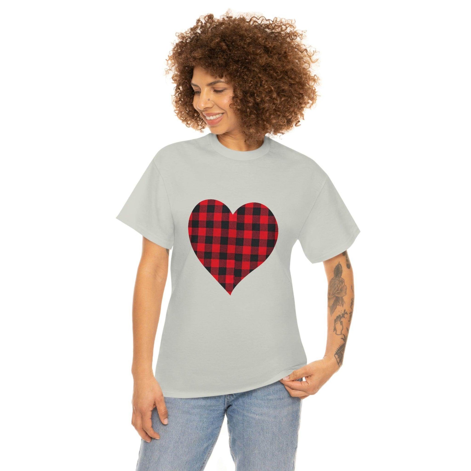 Plaid Heart T-Shirt, - Giftsmojo