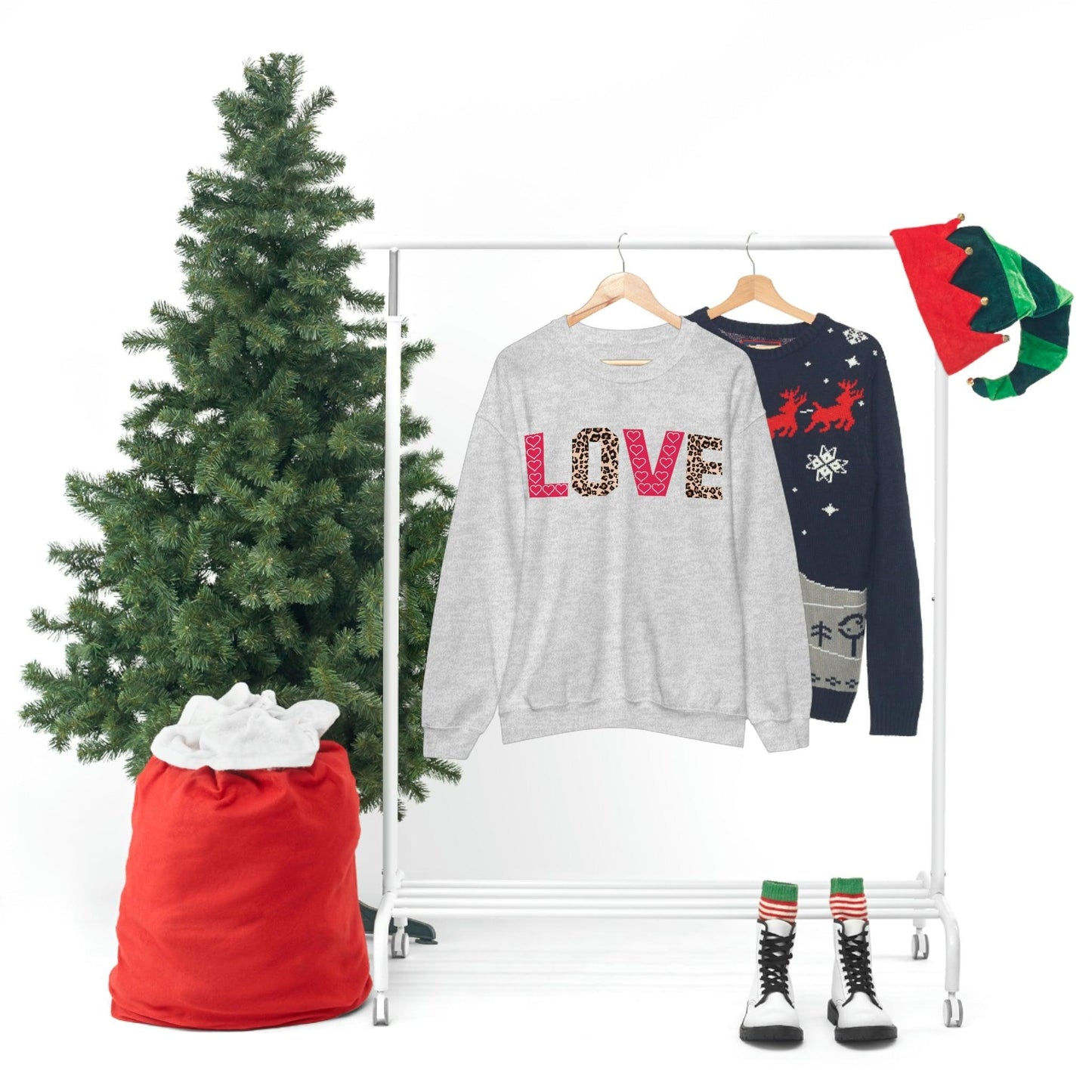 Love Sweatshirt with partial leopard print - Giftsmojo