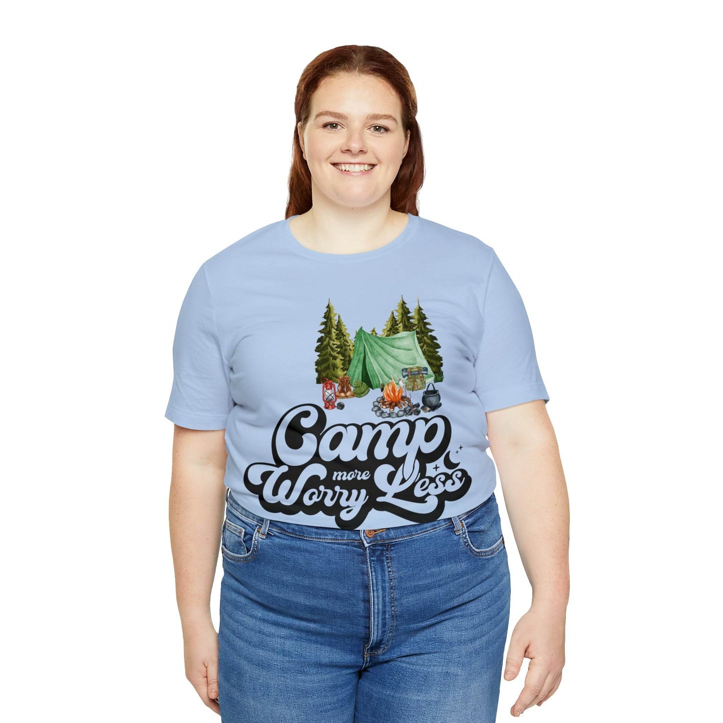 Camp More Worry Less Shirt, Outdoor adventure clothing, Nature-inspired shirts, Hiking apparel, Outdoor enthusiasts gift, Adventure-themed attire - Giftsmojo