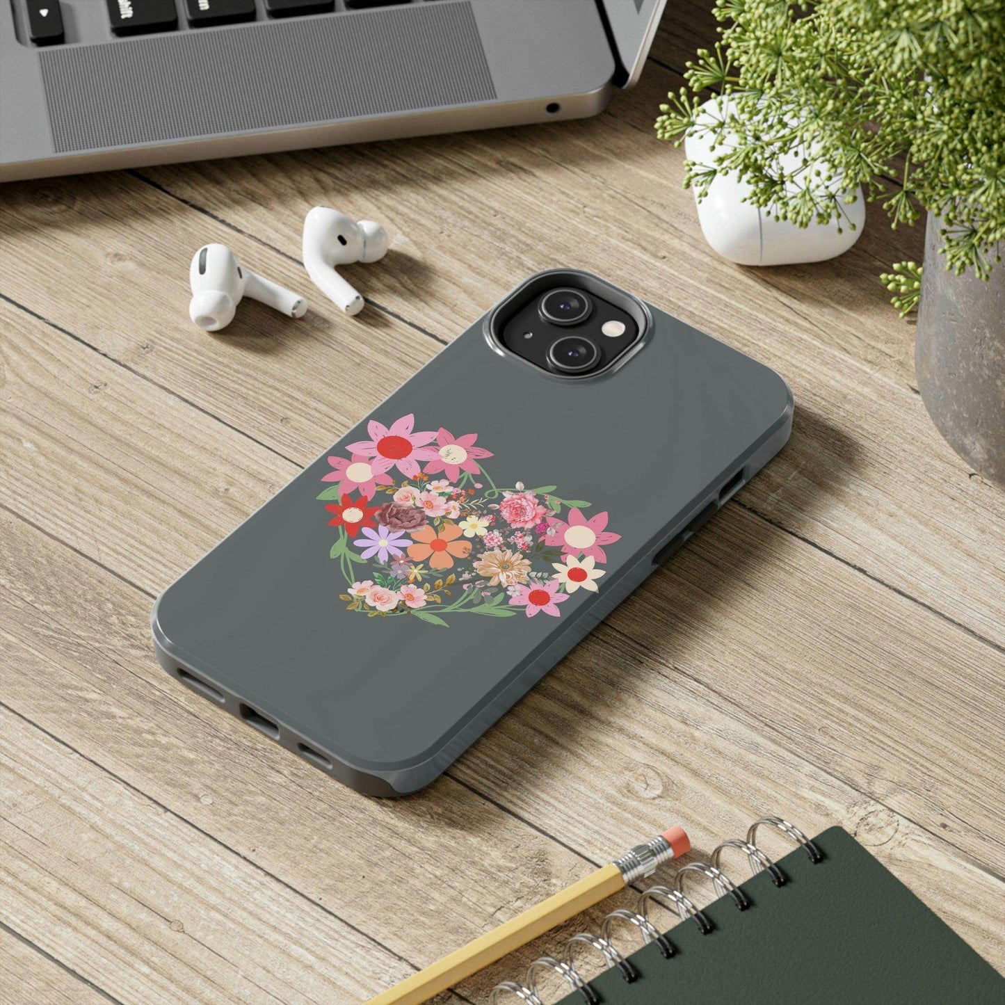 Floral Heart phone case, Tough Phone Cases, Mom Phone Case fit for iPhone 14 Pro, 13, 12, 11 Pro Max, Xr, Xs, 8+, 7, And Samsung S - Giftsmojo