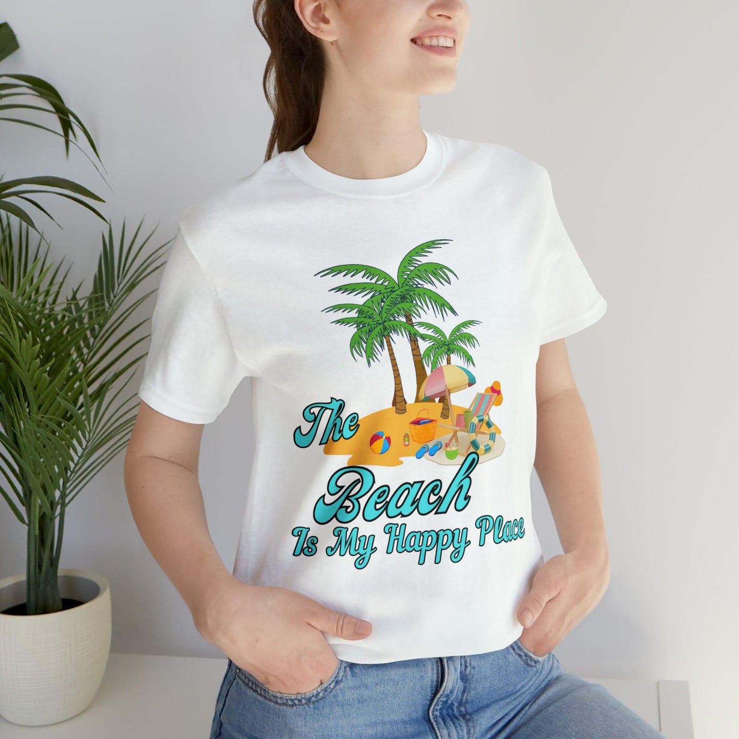 Beach shirt, The Beach is my happy place shirt, Beach t-shirt, Summer shirt, Beachwear, Beach fashion, Stylish beach apparel